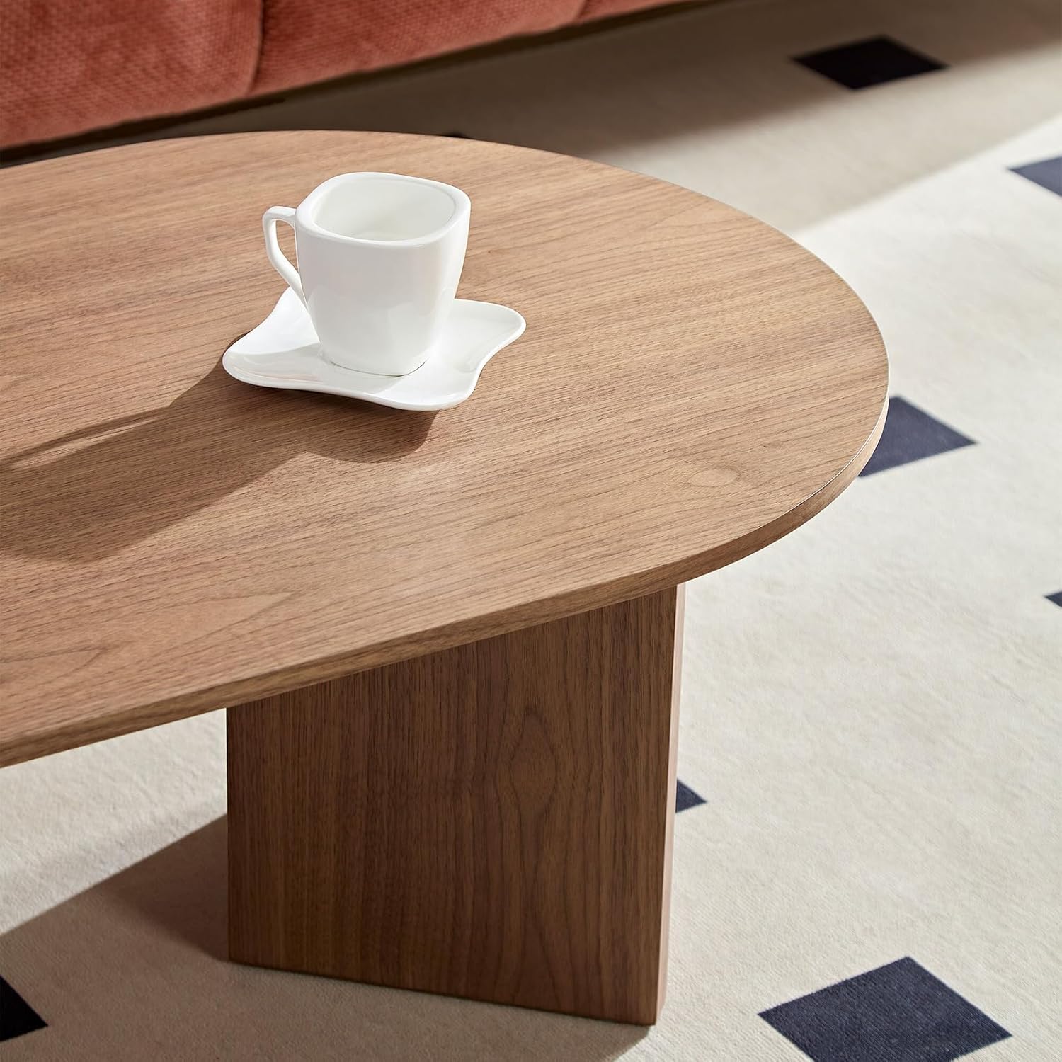 Modern Oval MDF Coffee Table Walnut 100 cm