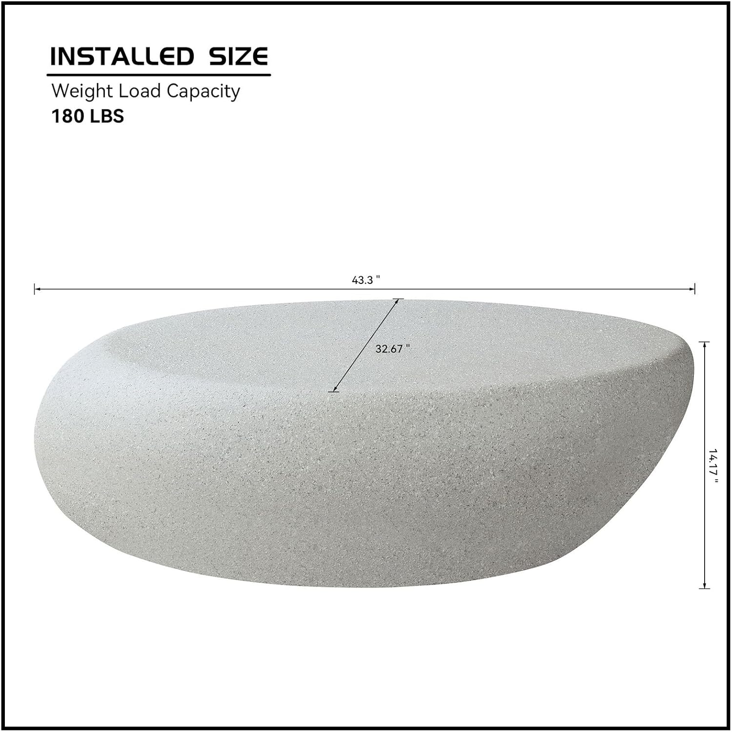QVK Round Matte Rock Coffee Table 43.3in
