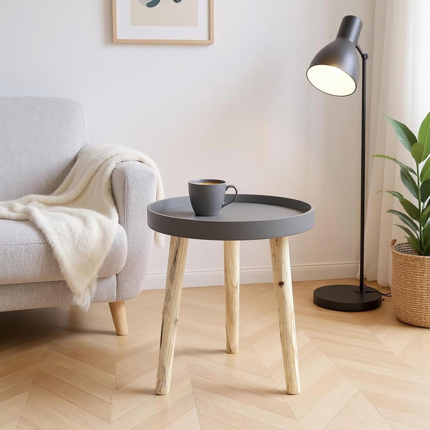 Decorative Wooden Side Table 36×30 cm Grey