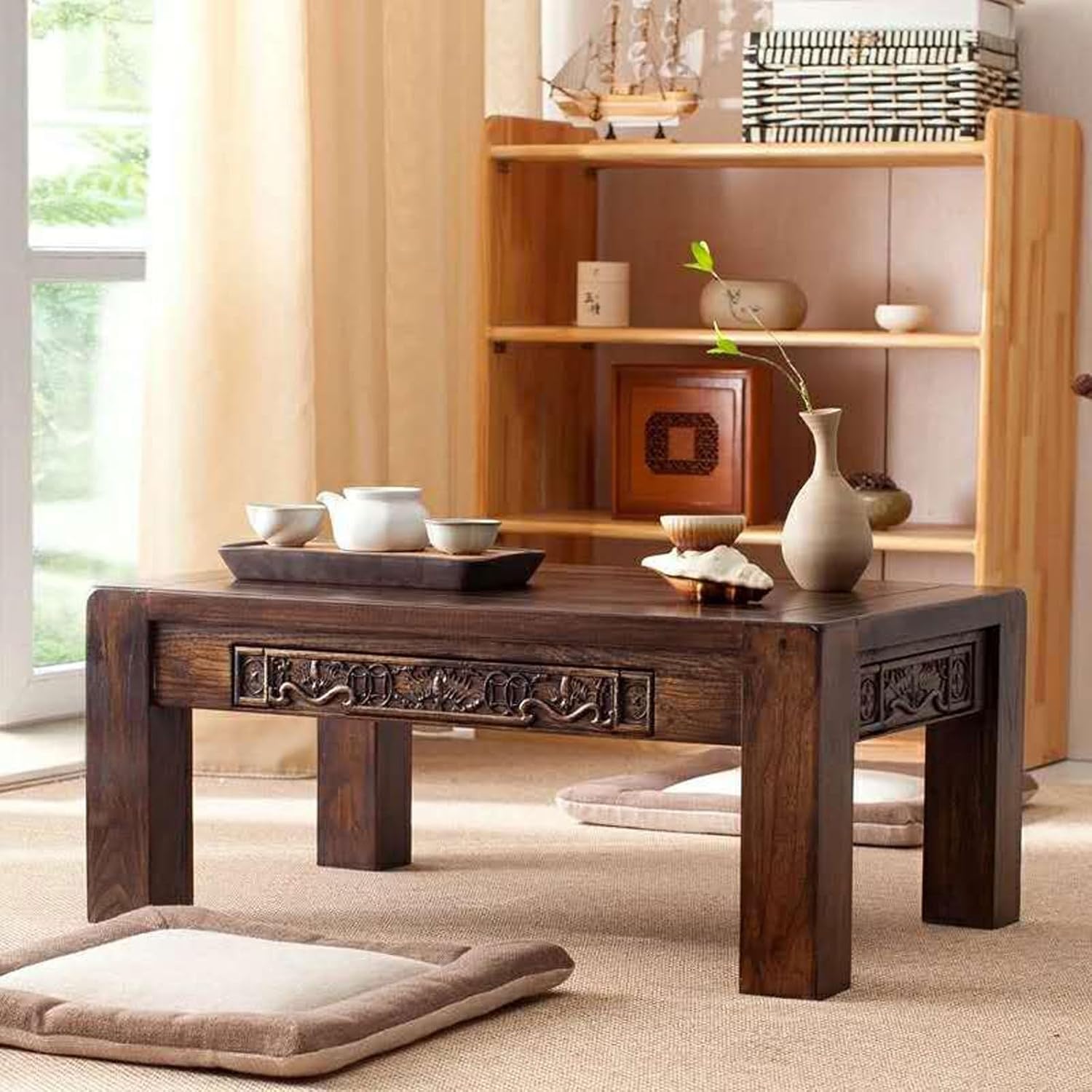 Antique Walnut Low Coffee Table 80cm