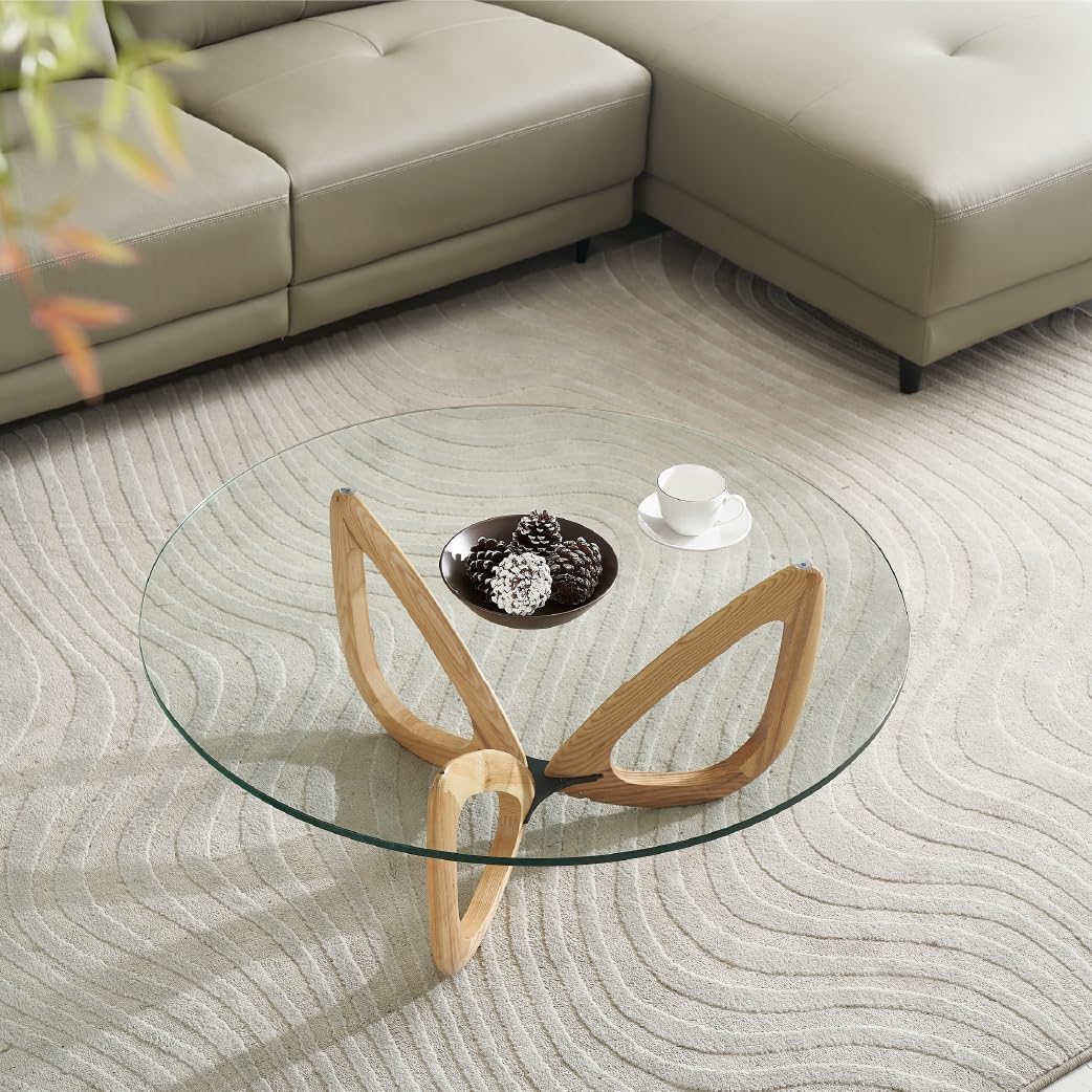 Marco Furniture Gucci Round Glass Coffee Table Walnut