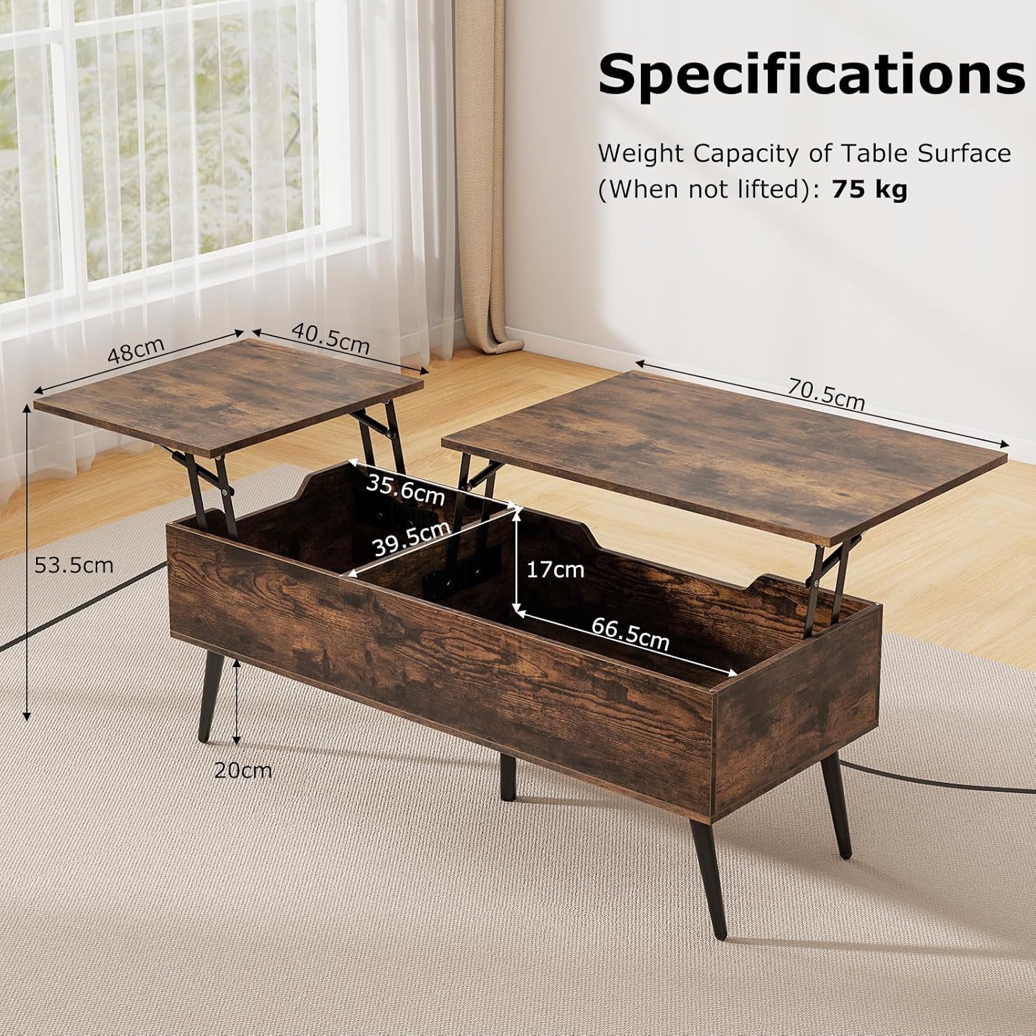 Costway Lift-Top Coffee Table Black