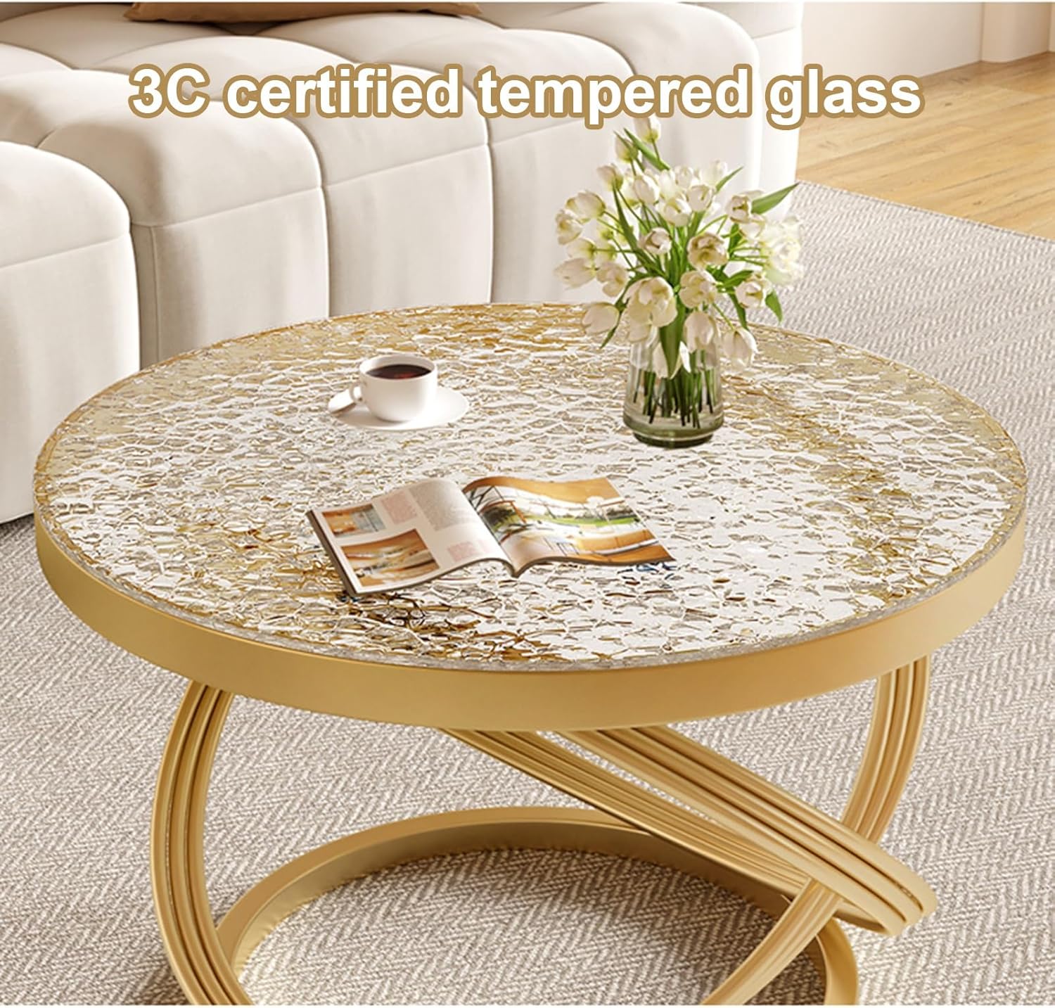 White Round Coffee Table 19.7in