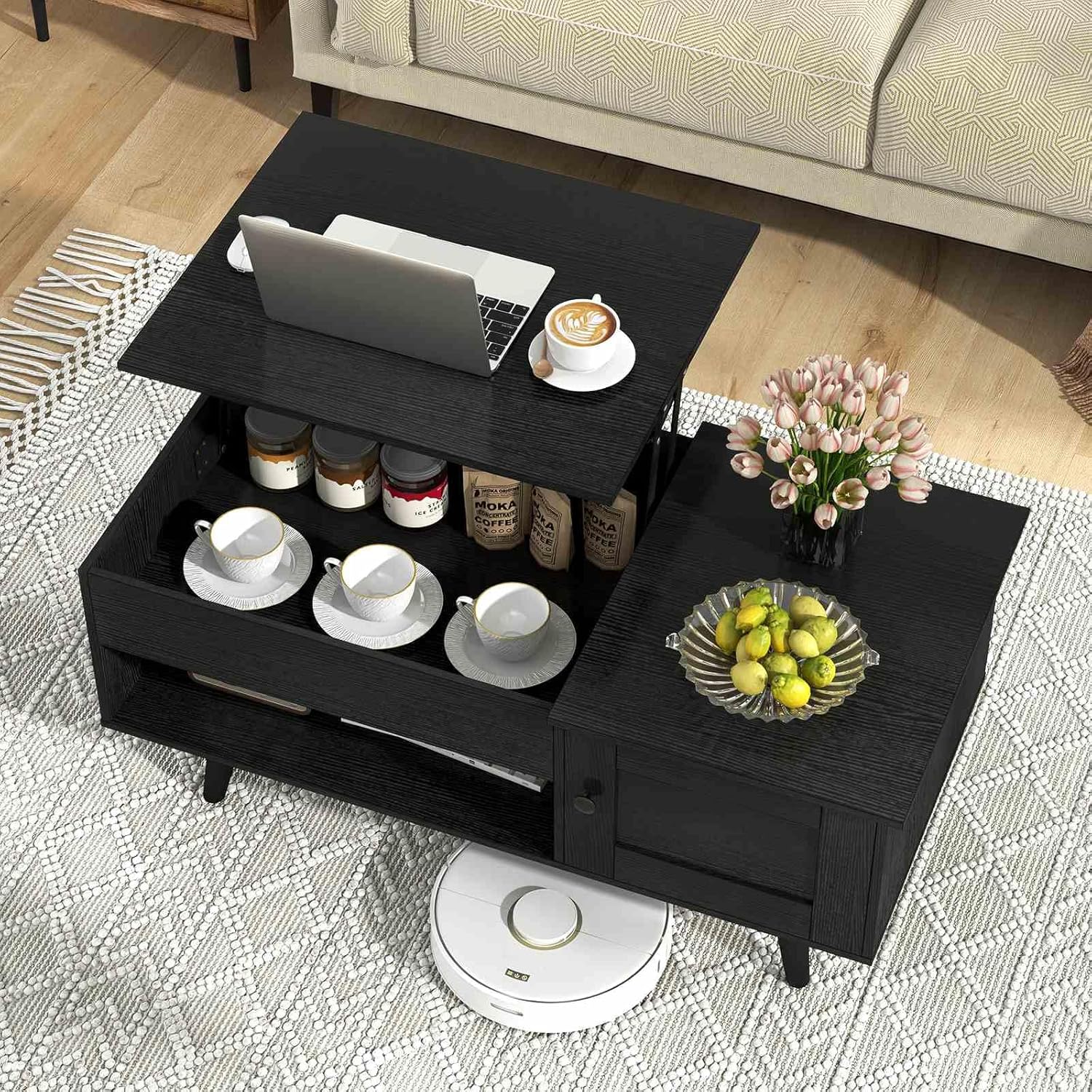 Costway Lift-Top Coffee Table Black