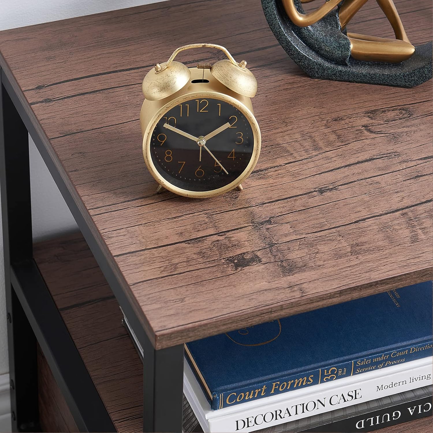 VECELO Brown Side Table 40×40×56 cm