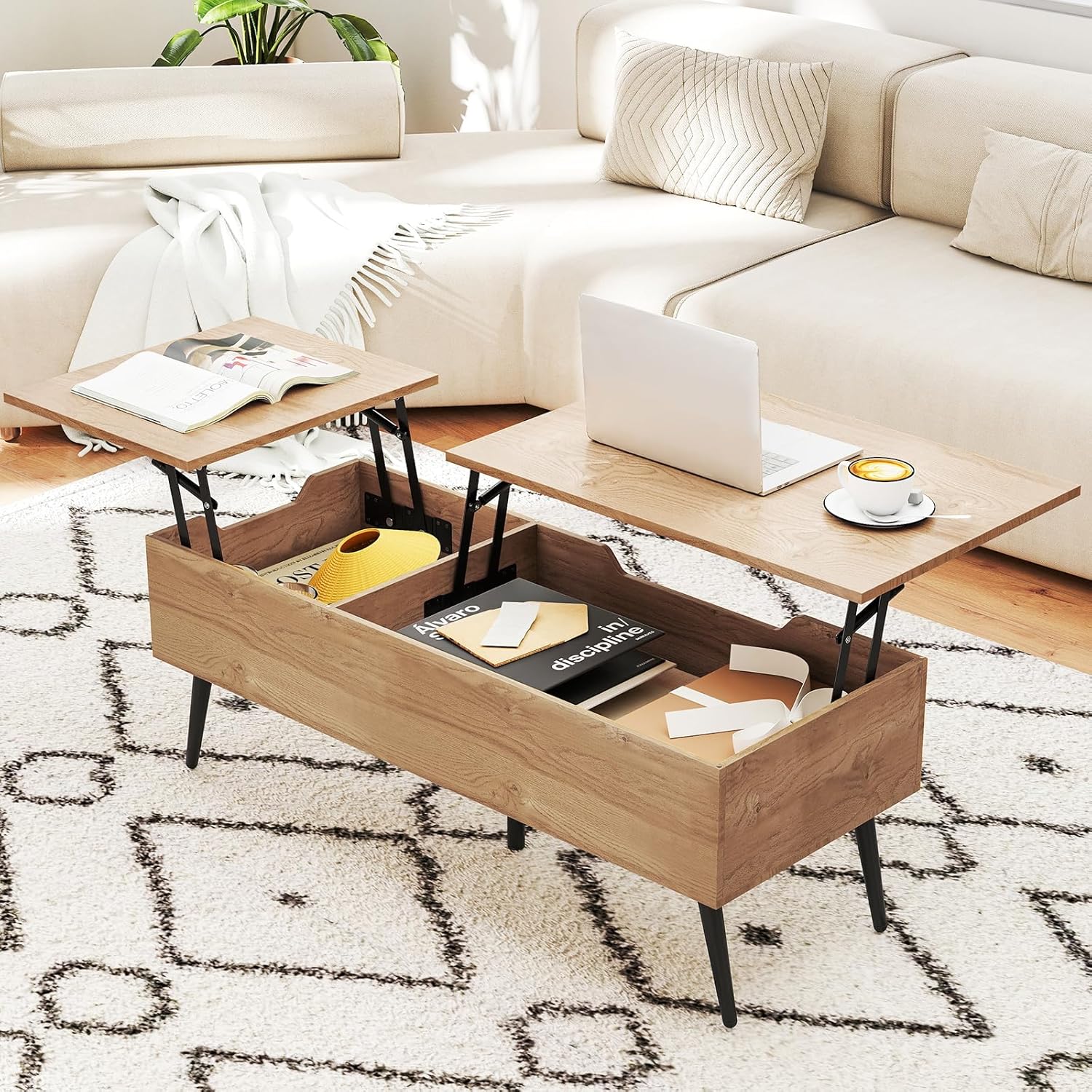 Costway Lift-Top Coffee Table Black