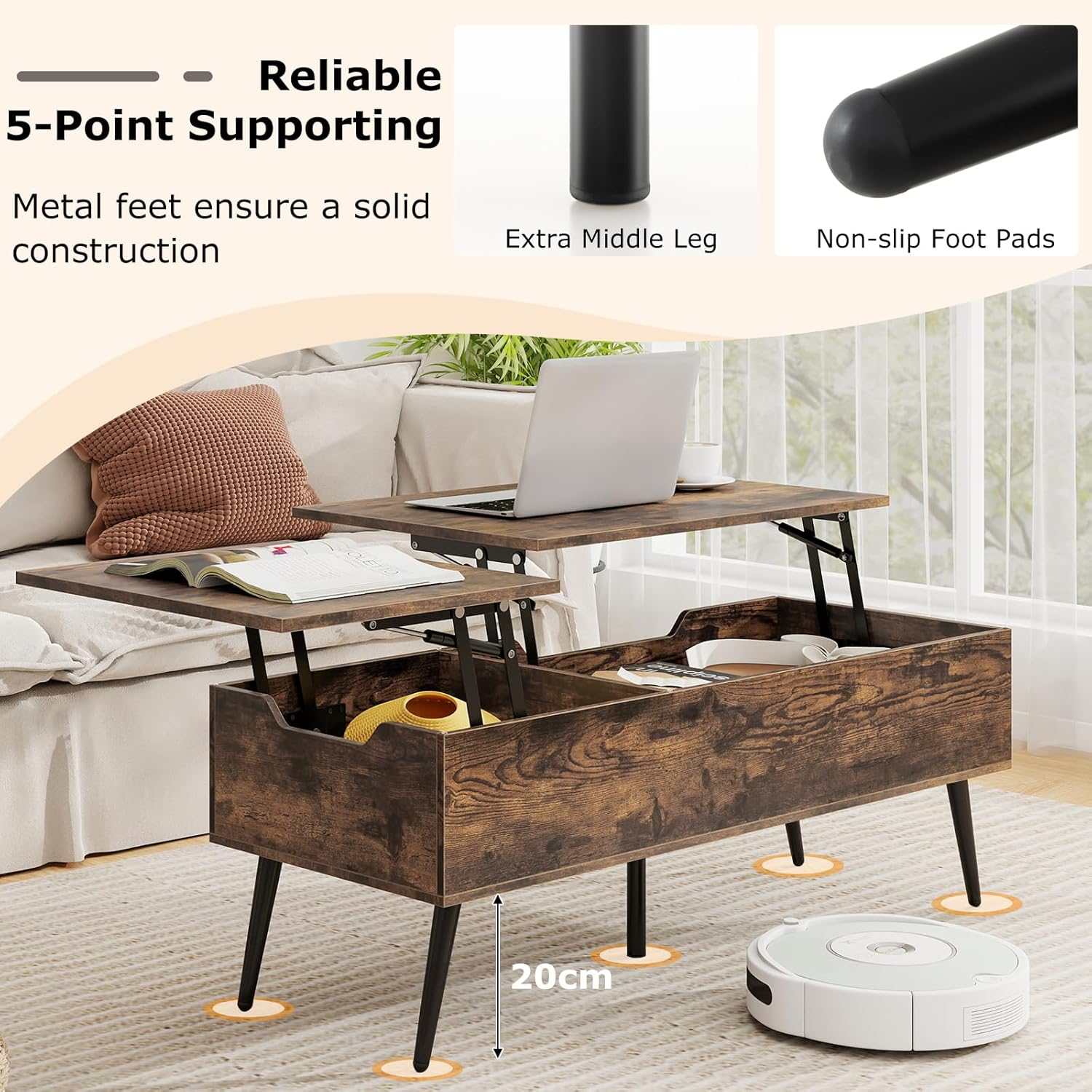 Costway Lift-Top Coffee Table Black