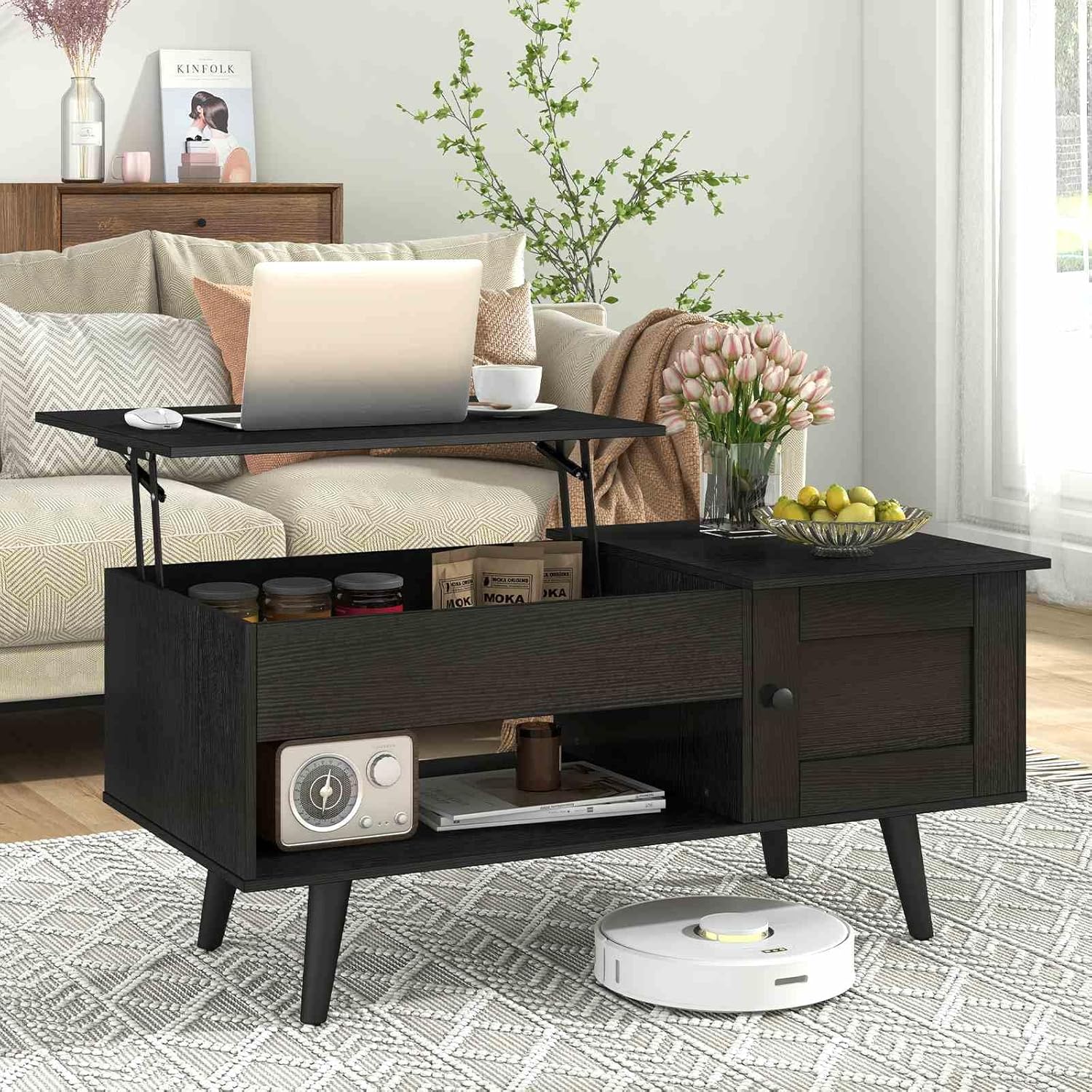 Costway Lift-Top Coffee Table Black