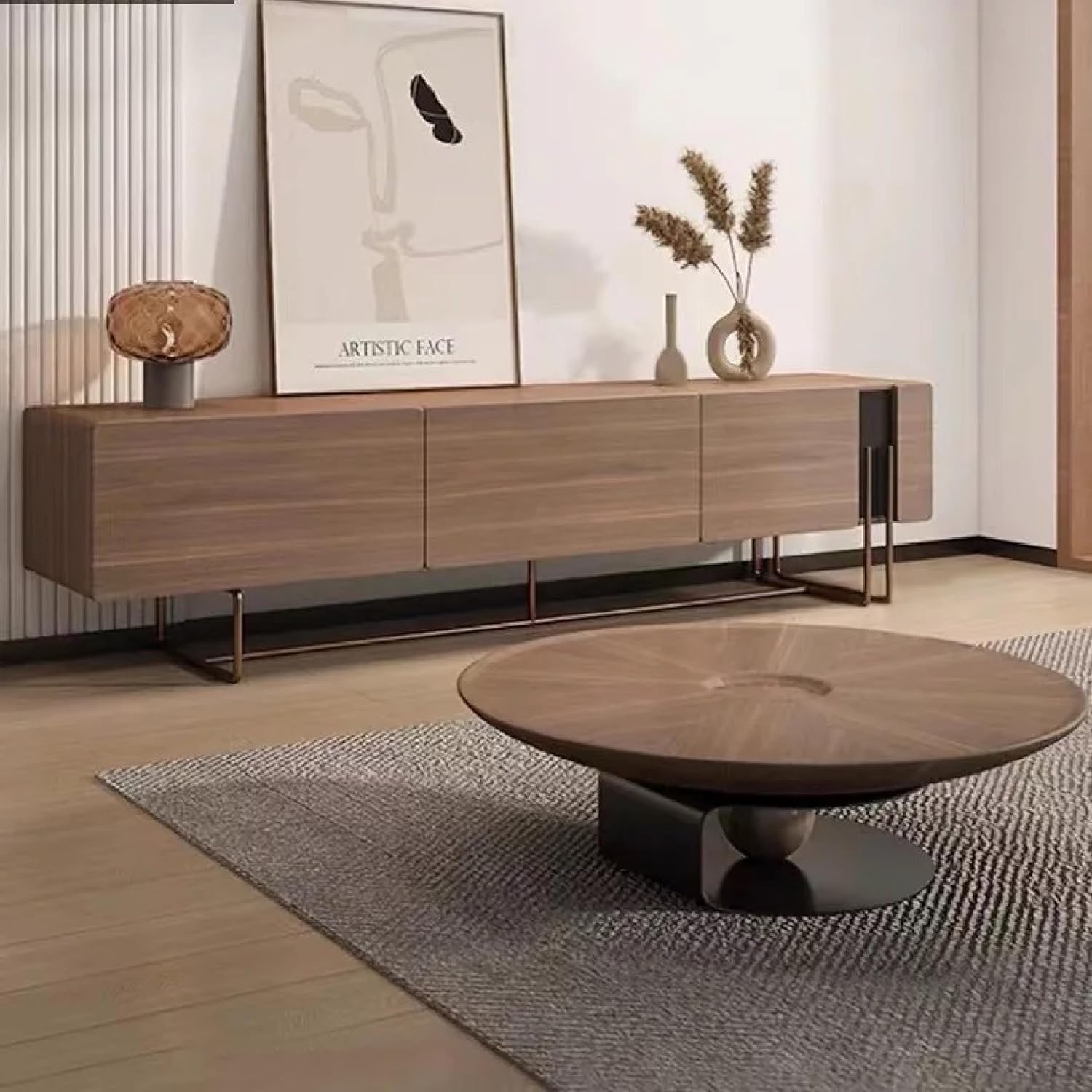 Round Walnut Coffee Table 100cm