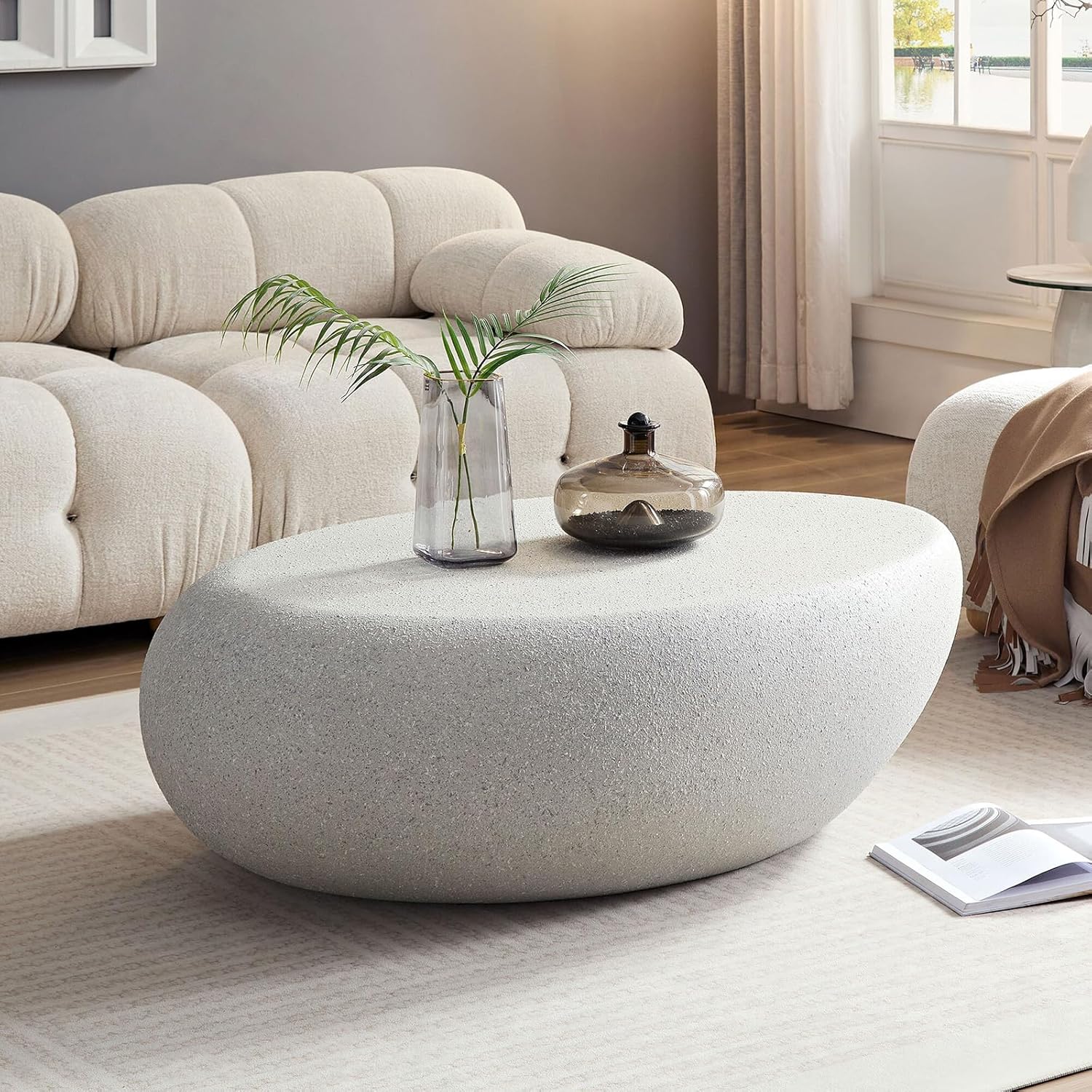 QVK Round Matte Rock Coffee Table 43.3in