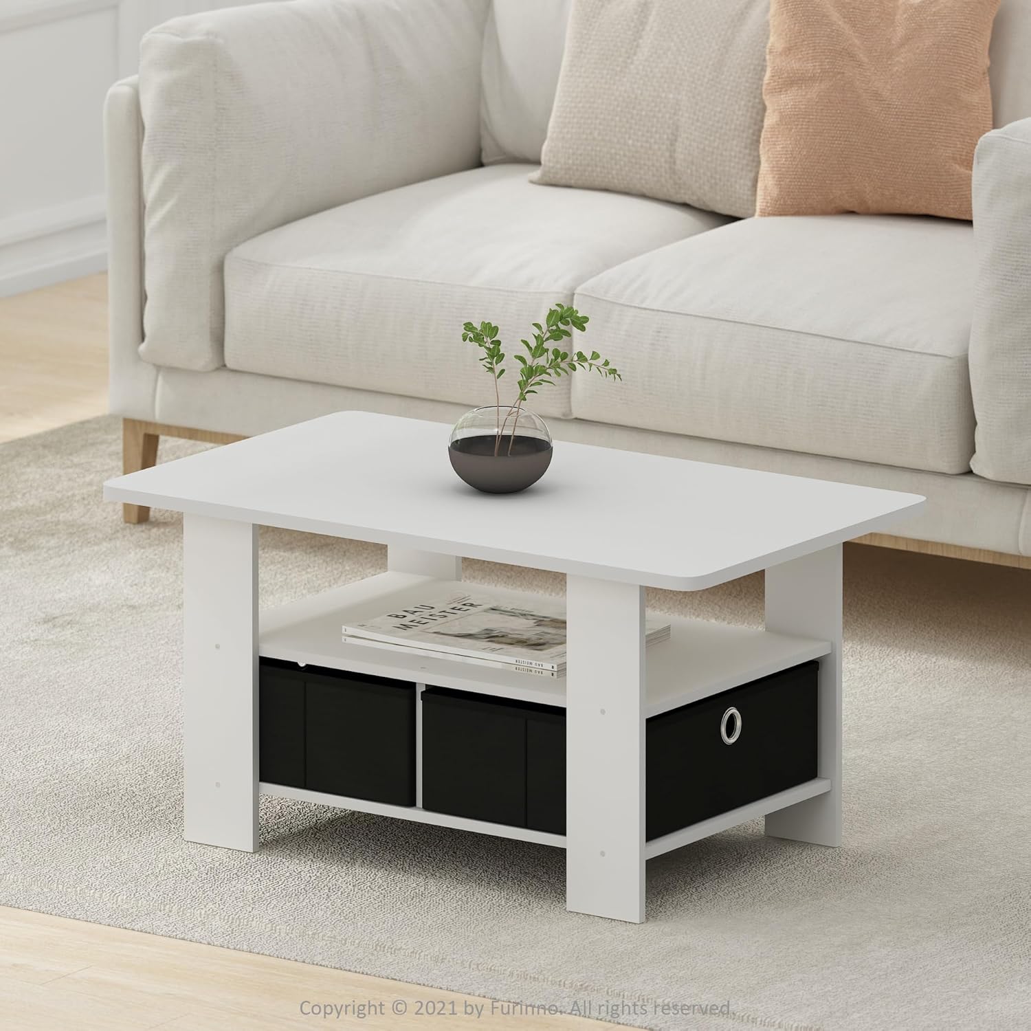 Furinno Andrey Coffee Table, White/Black