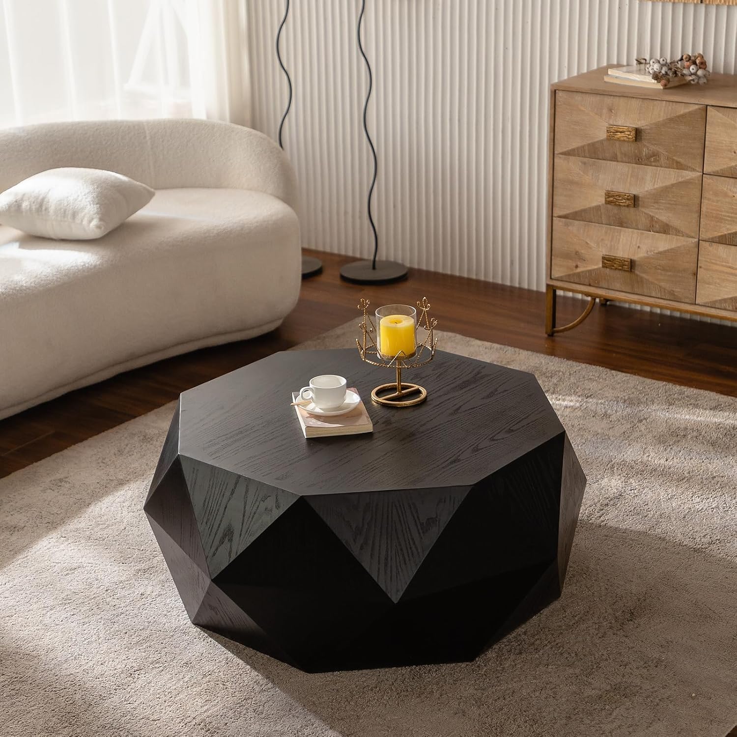 QVK Retro Geometric Coffee Table – Black
