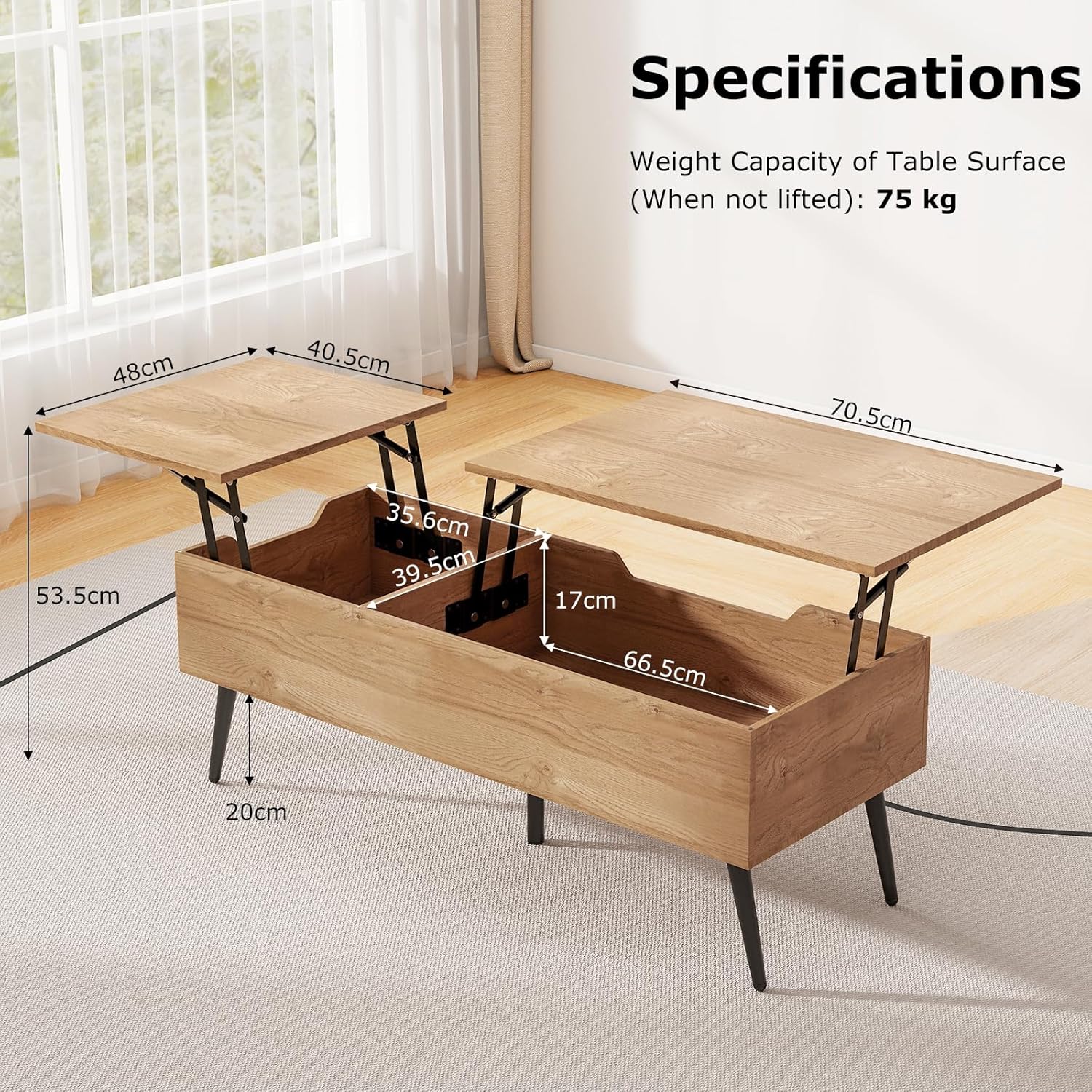 Costway Lift-Top Coffee Table Black