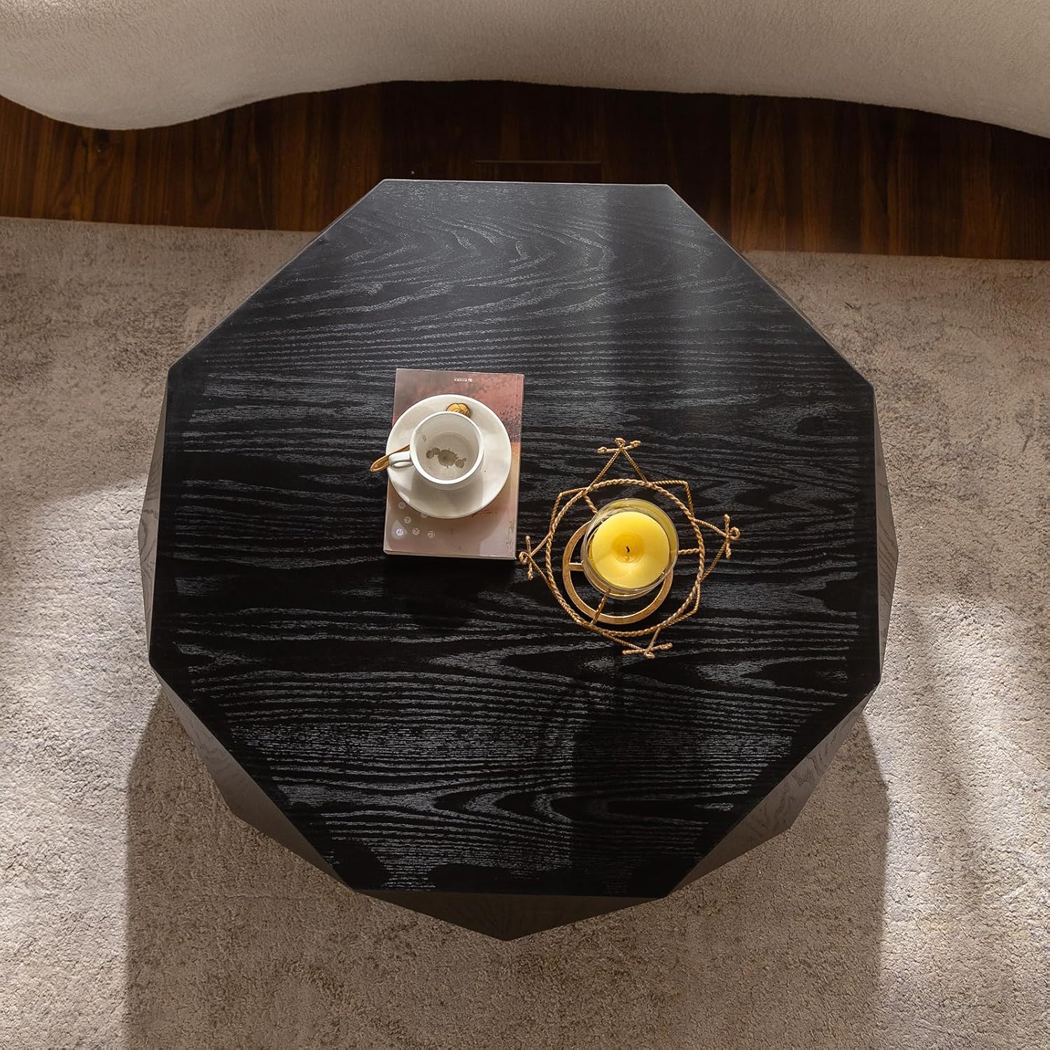 QVK Retro Geometric Coffee Table – Black