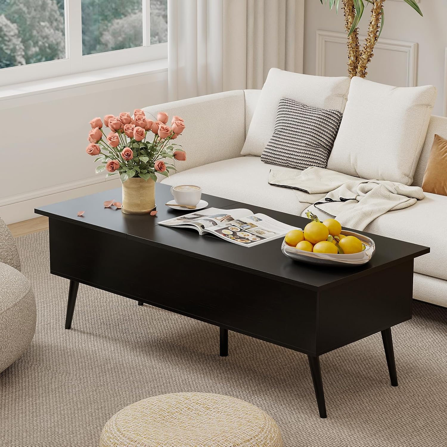 Costway Lift-Top Coffee Table Black
