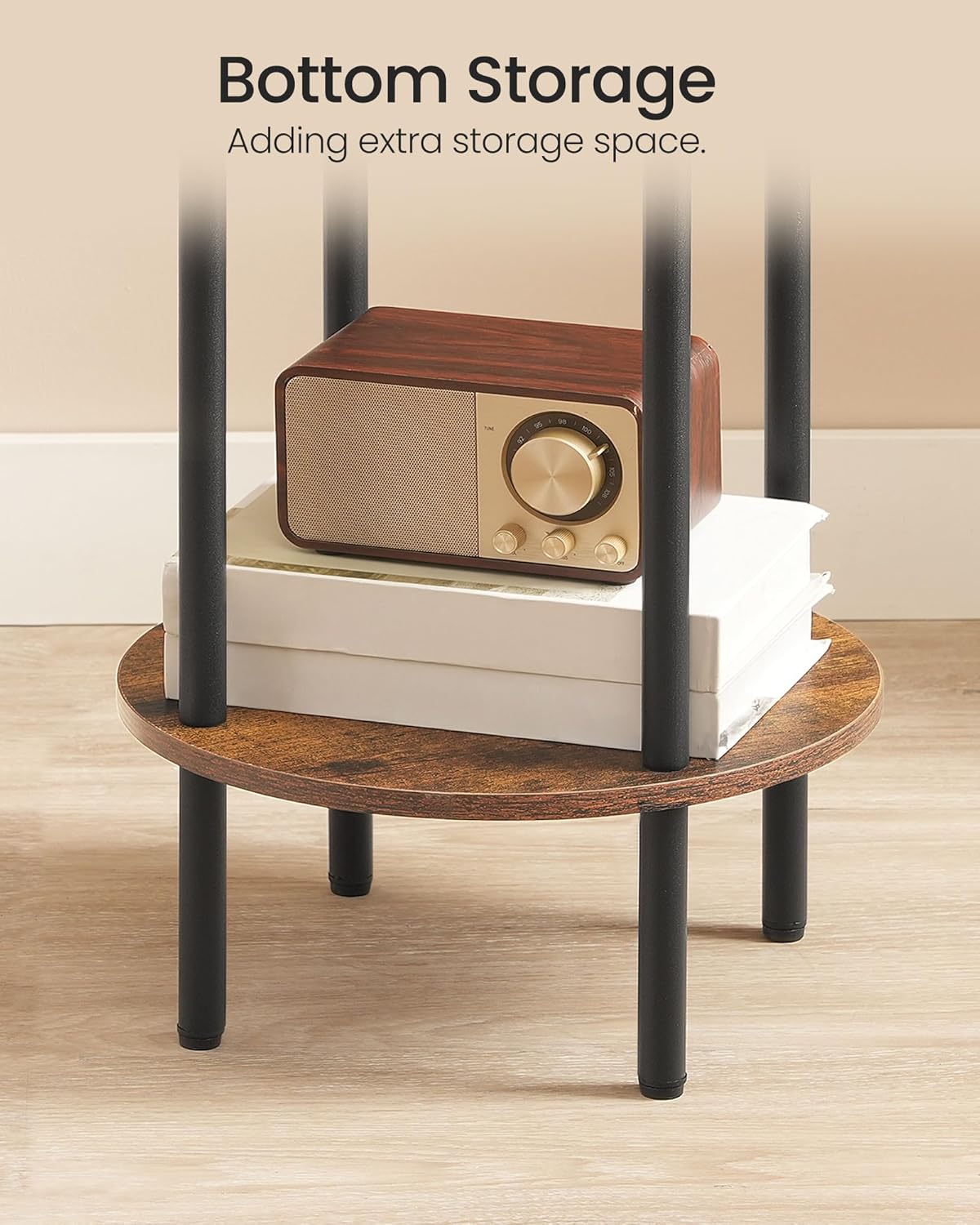 CHOEZON Round Side Table Set of 2 Brown & Black