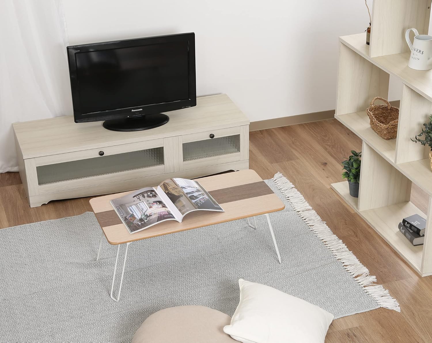 Fuji Trade Veneer Folding Low Table 60 cm Brown