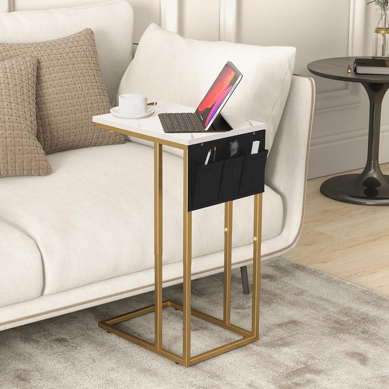 Livofloral C-Shape Side Tables Set 40×30×64 cm