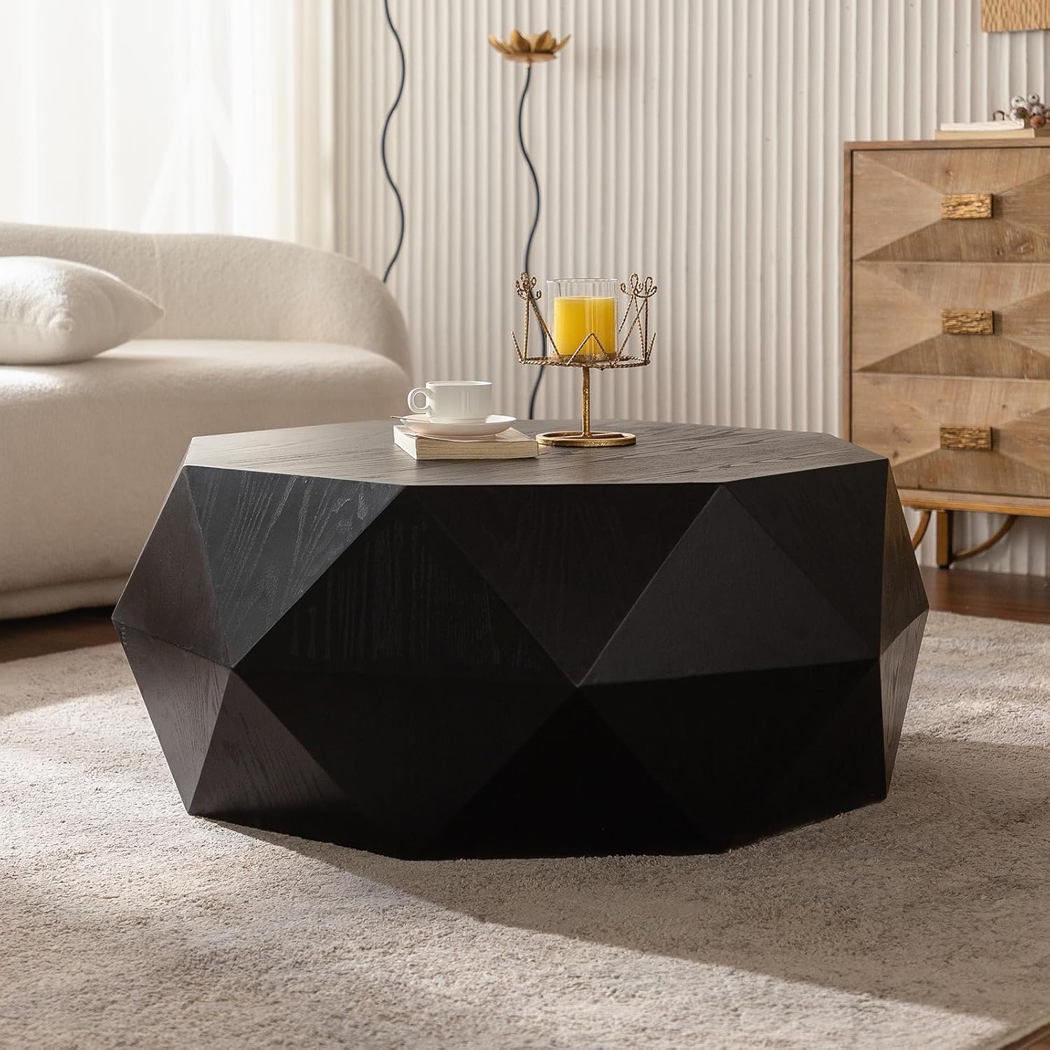 QVK Retro Geometric Coffee Table – Black