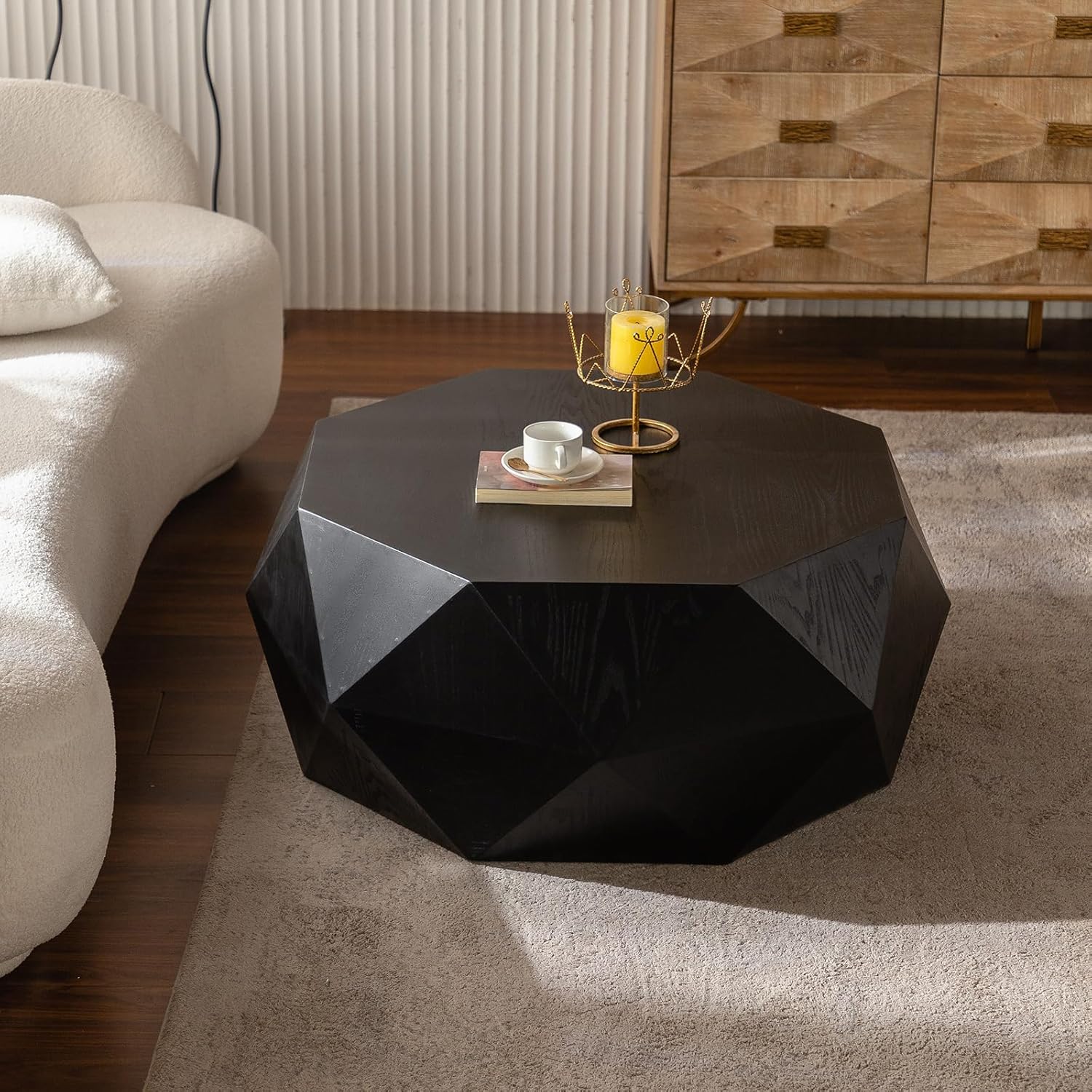 QVK Retro Geometric Coffee Table – Black