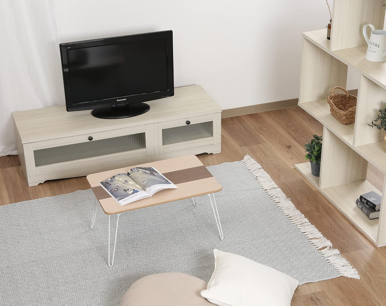 Fuji Trade Veneer Folding Low Table 60 cm Brown