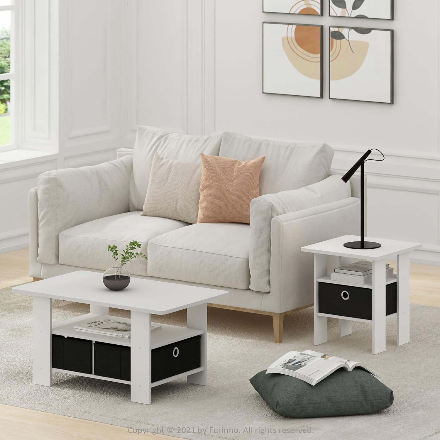 Furinno Andrey Coffee Table, White/Black