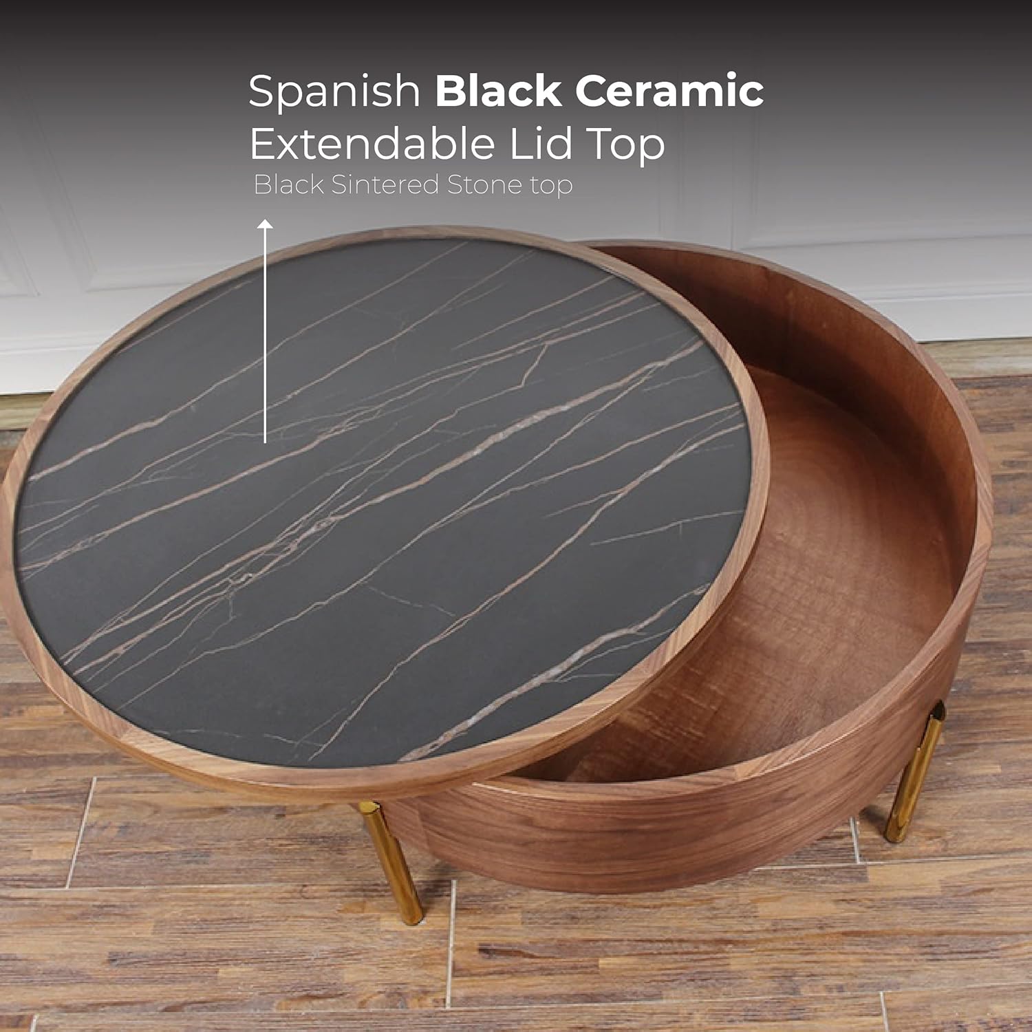 White Round Smart Coffee Table 80cm