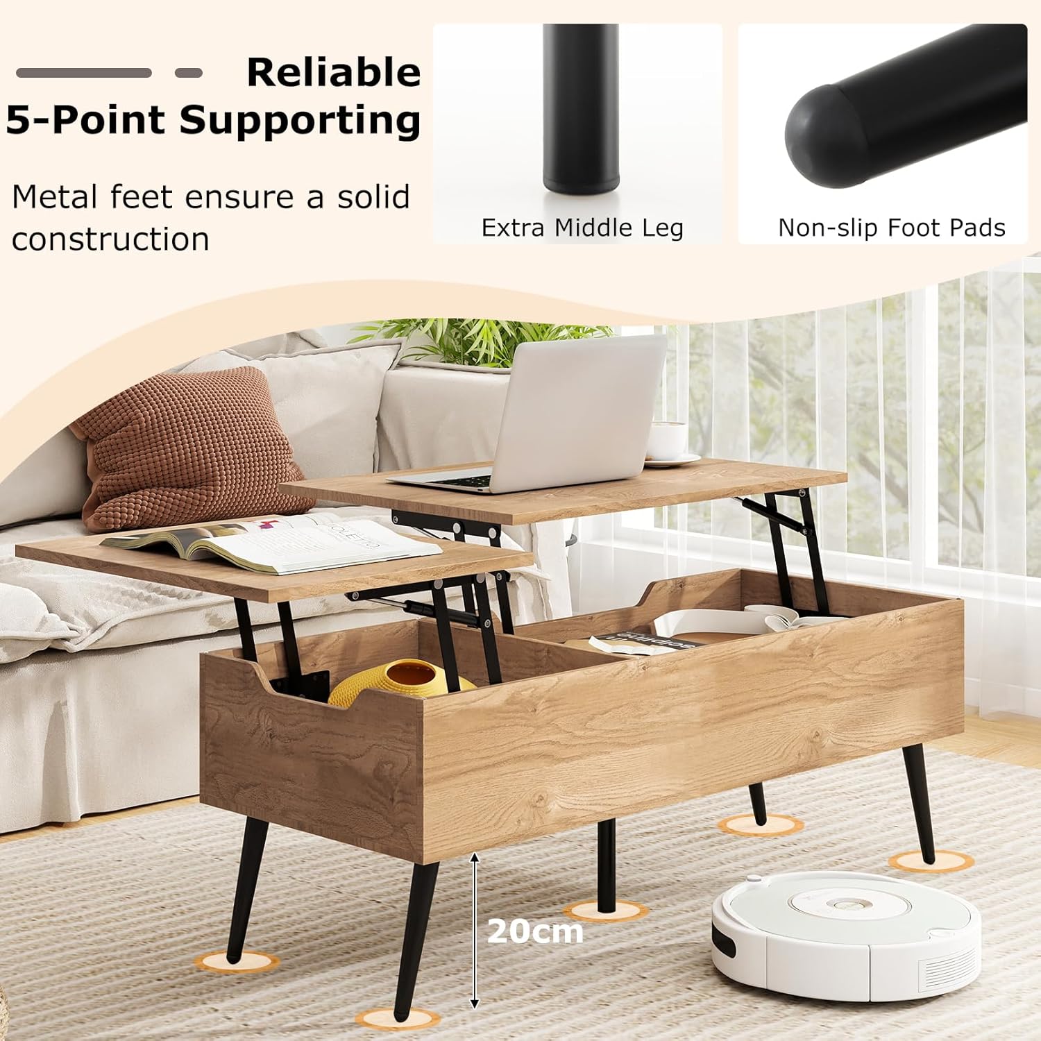 Costway Lift-Top Coffee Table Black