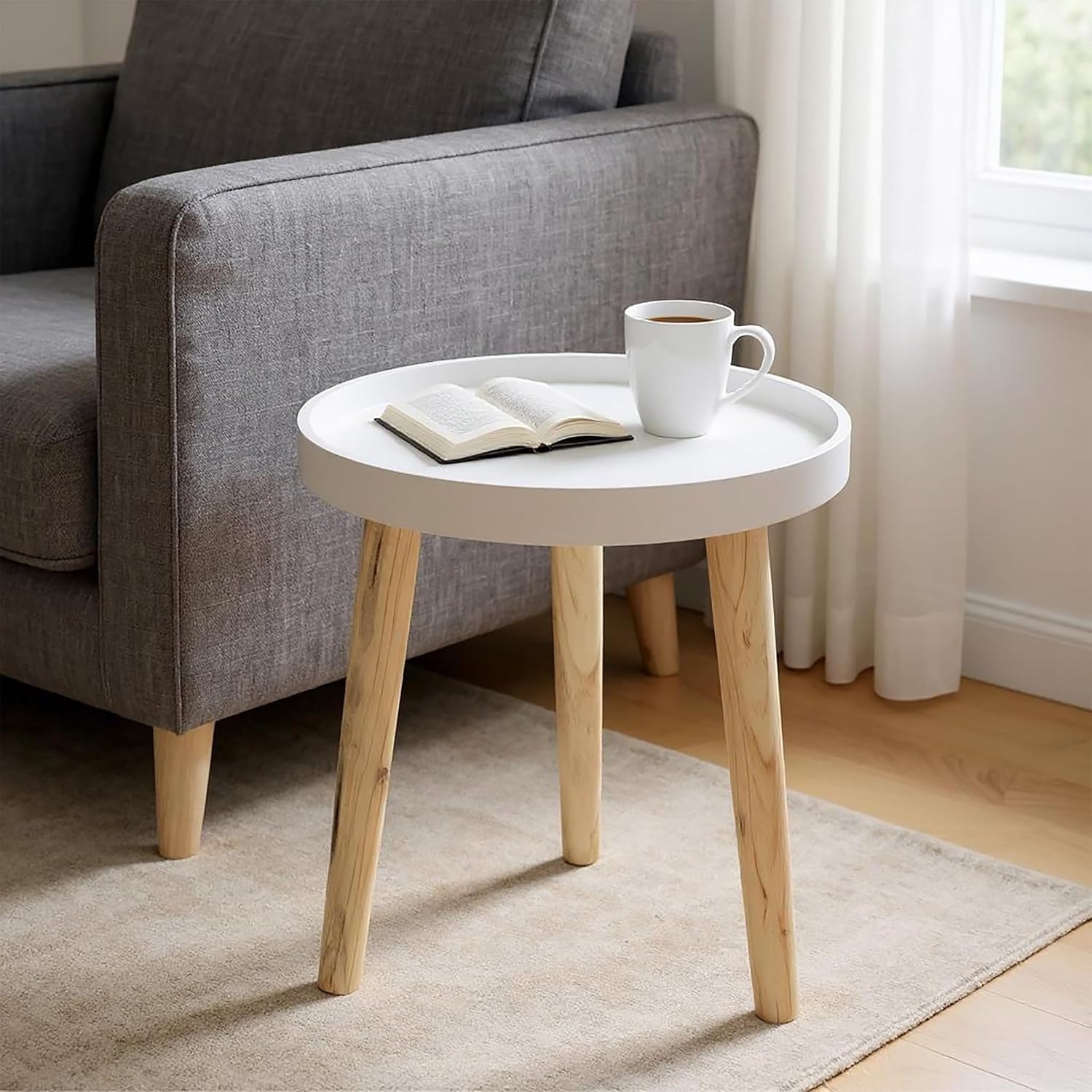 Decorative Wooden Side Table 36×30 cm Grey