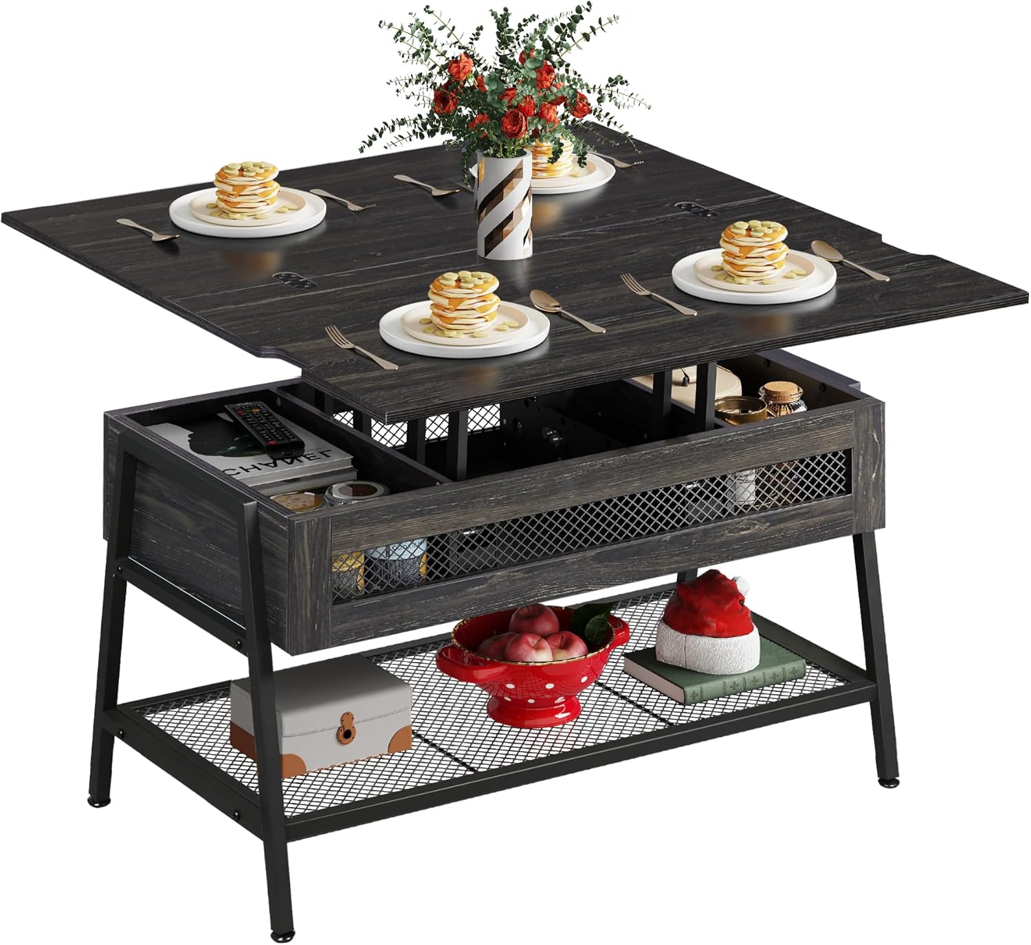 WLIVE Lift Top Multi-Function Coffee Table – Black