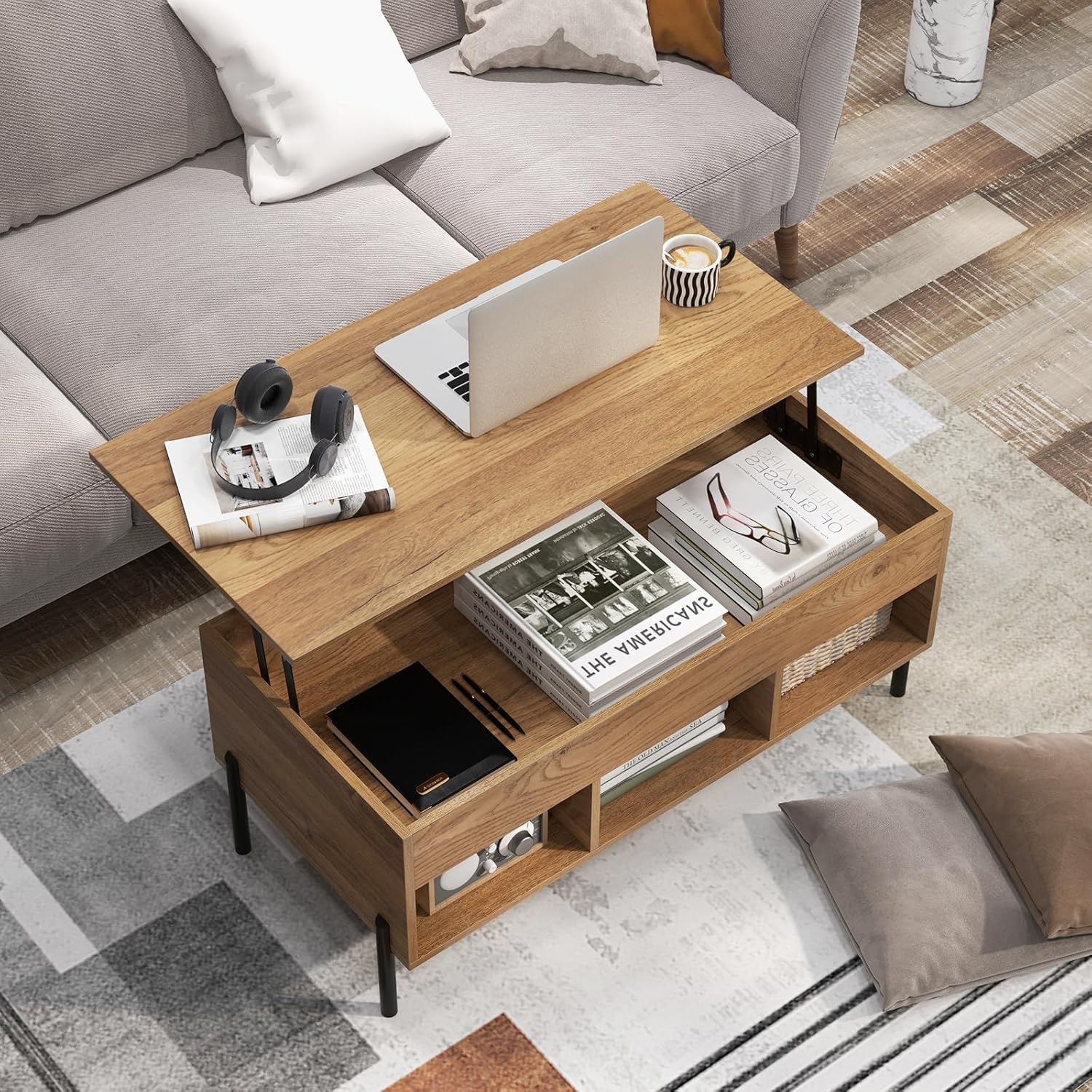 Costway Lift-Top Coffee Table Black