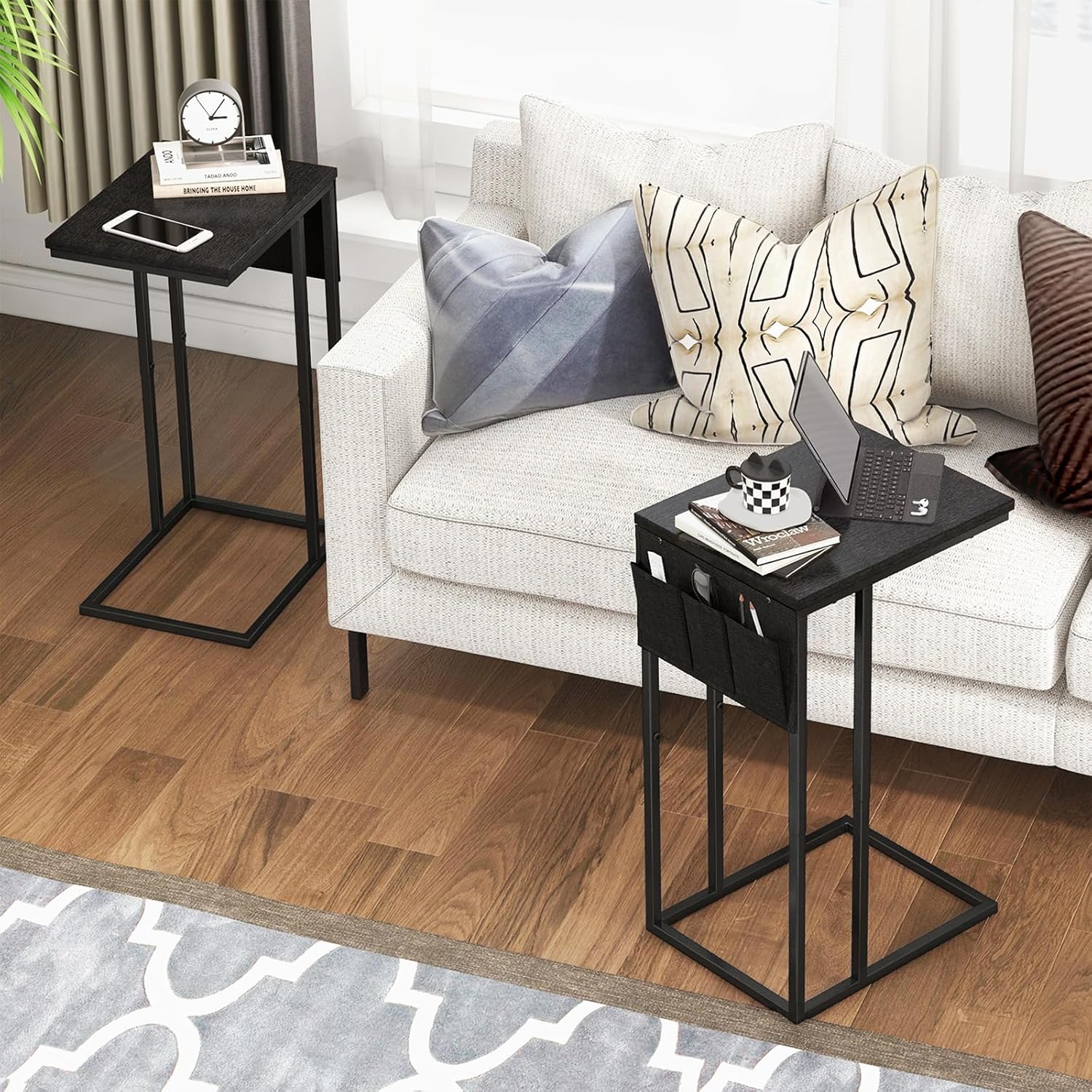 Livofloral C-Shape Side Tables Set 40×30×64 cm