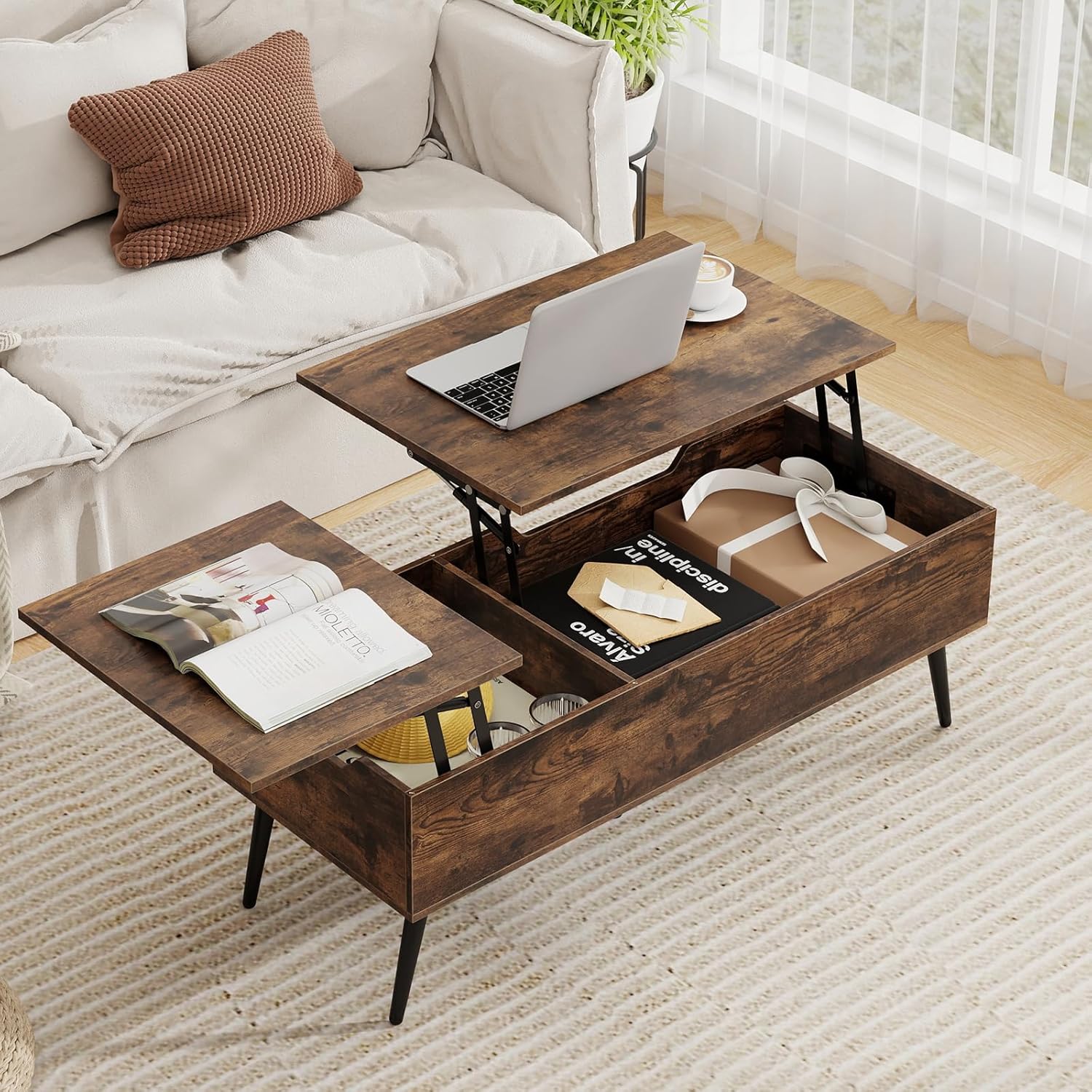 Costway Lift-Top Coffee Table Black