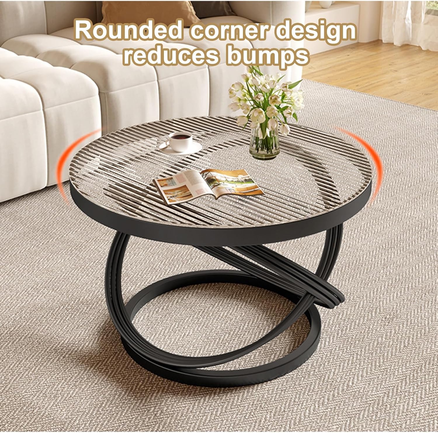 White Round Coffee Table 19.7in
