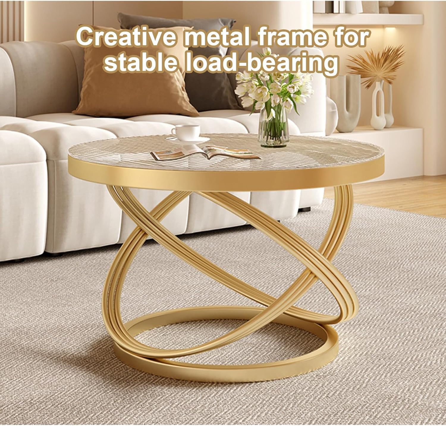 White Round Coffee Table 19.7in