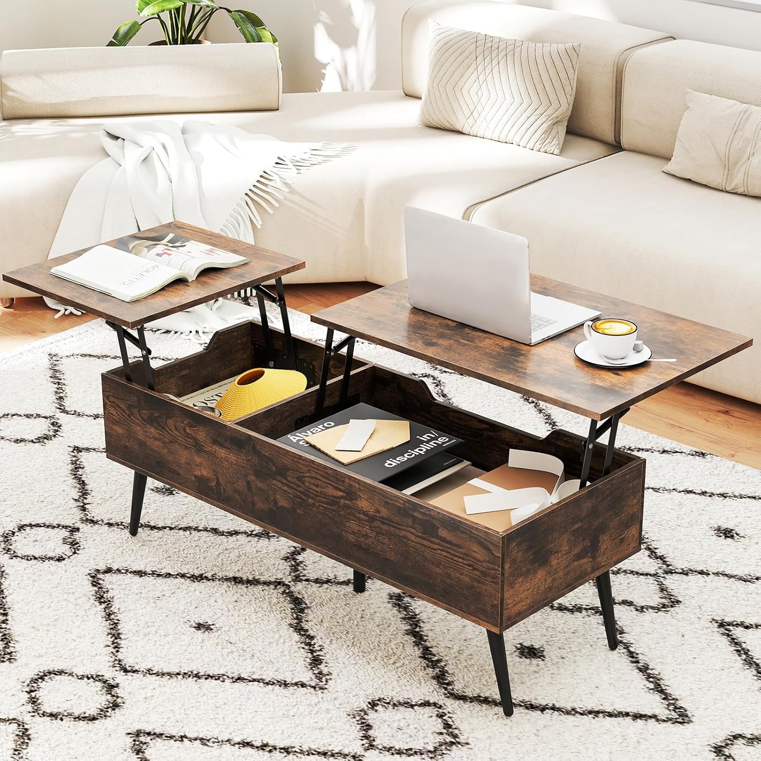 Costway Lift-Top Coffee Table Black