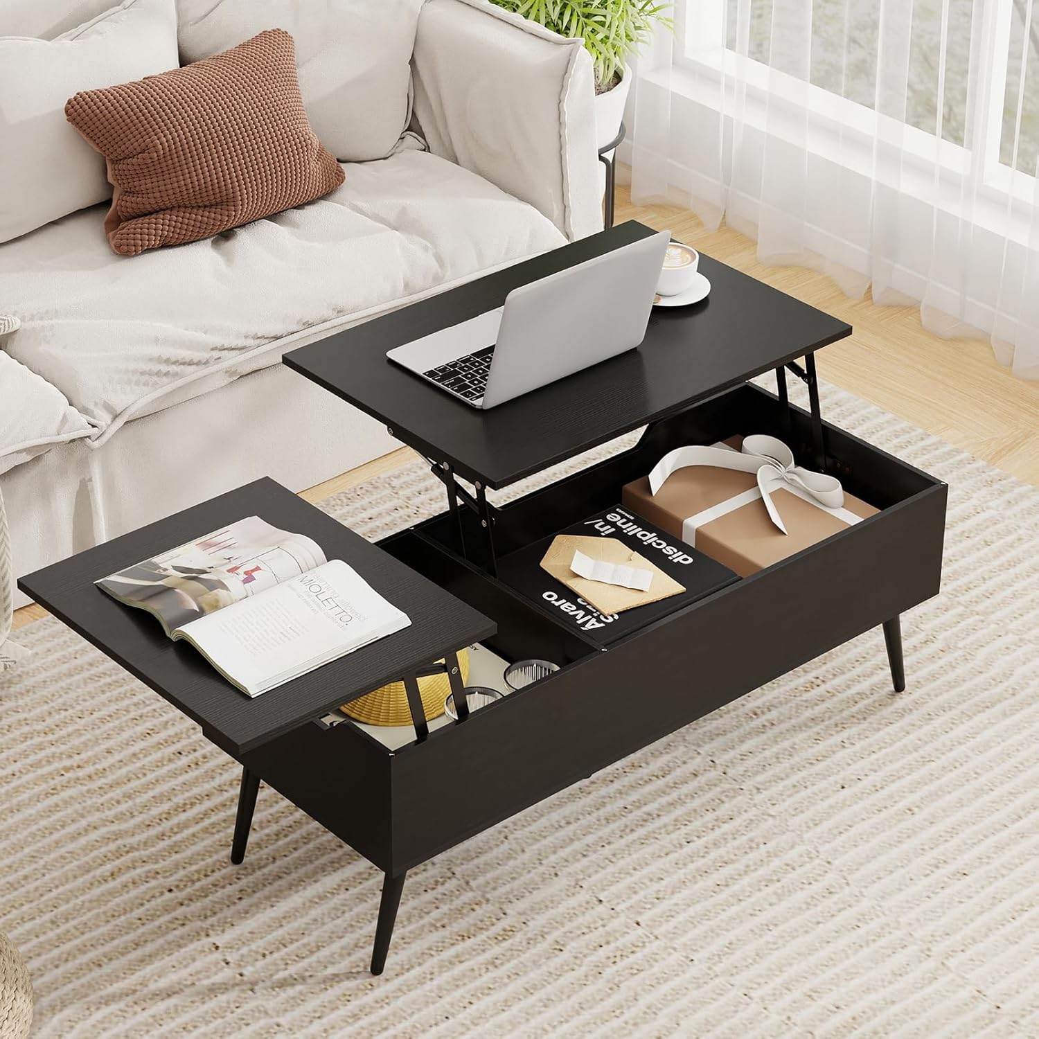 Costway Lift-Top Coffee Table Black