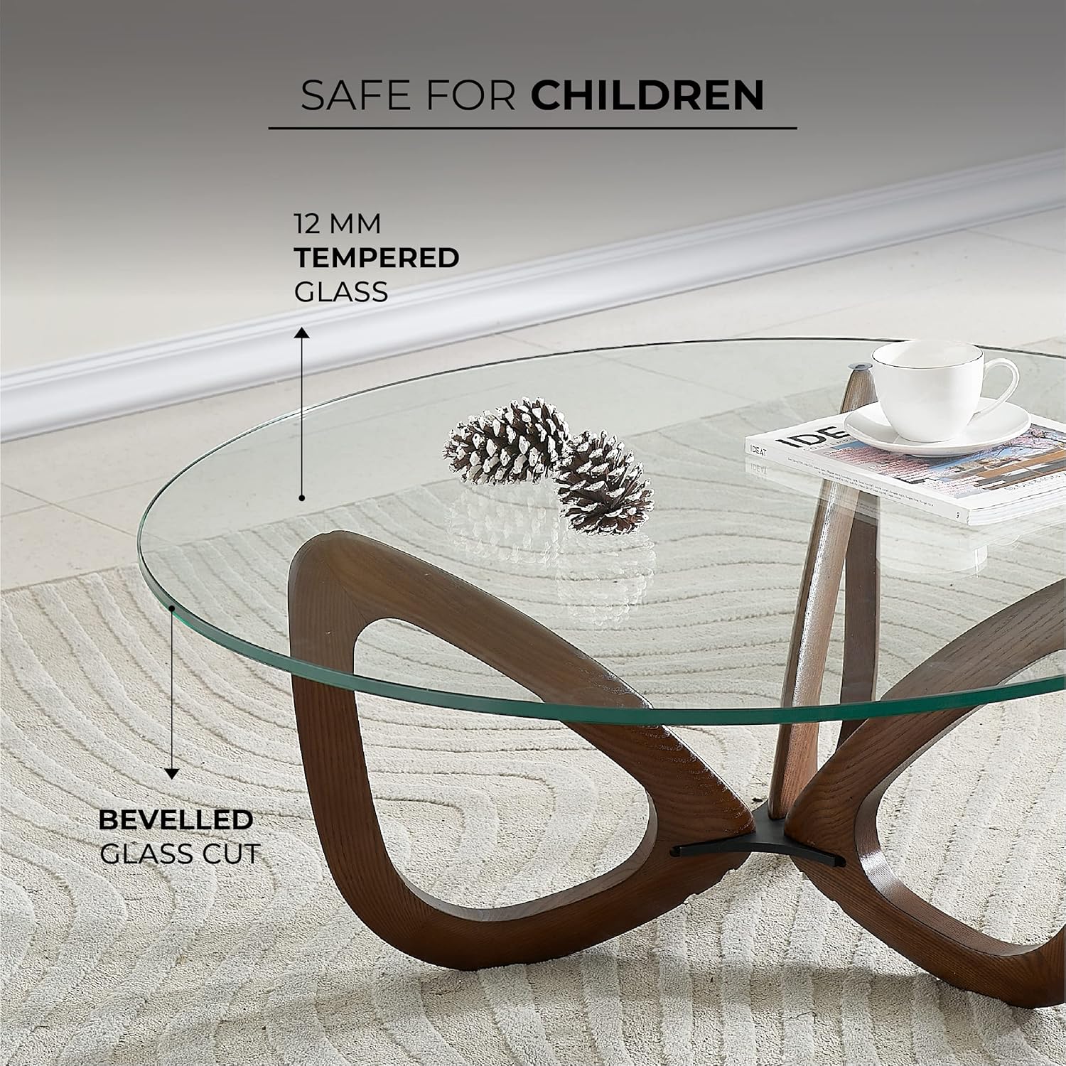 Marco Furniture Gucci Round Glass Coffee Table Walnut