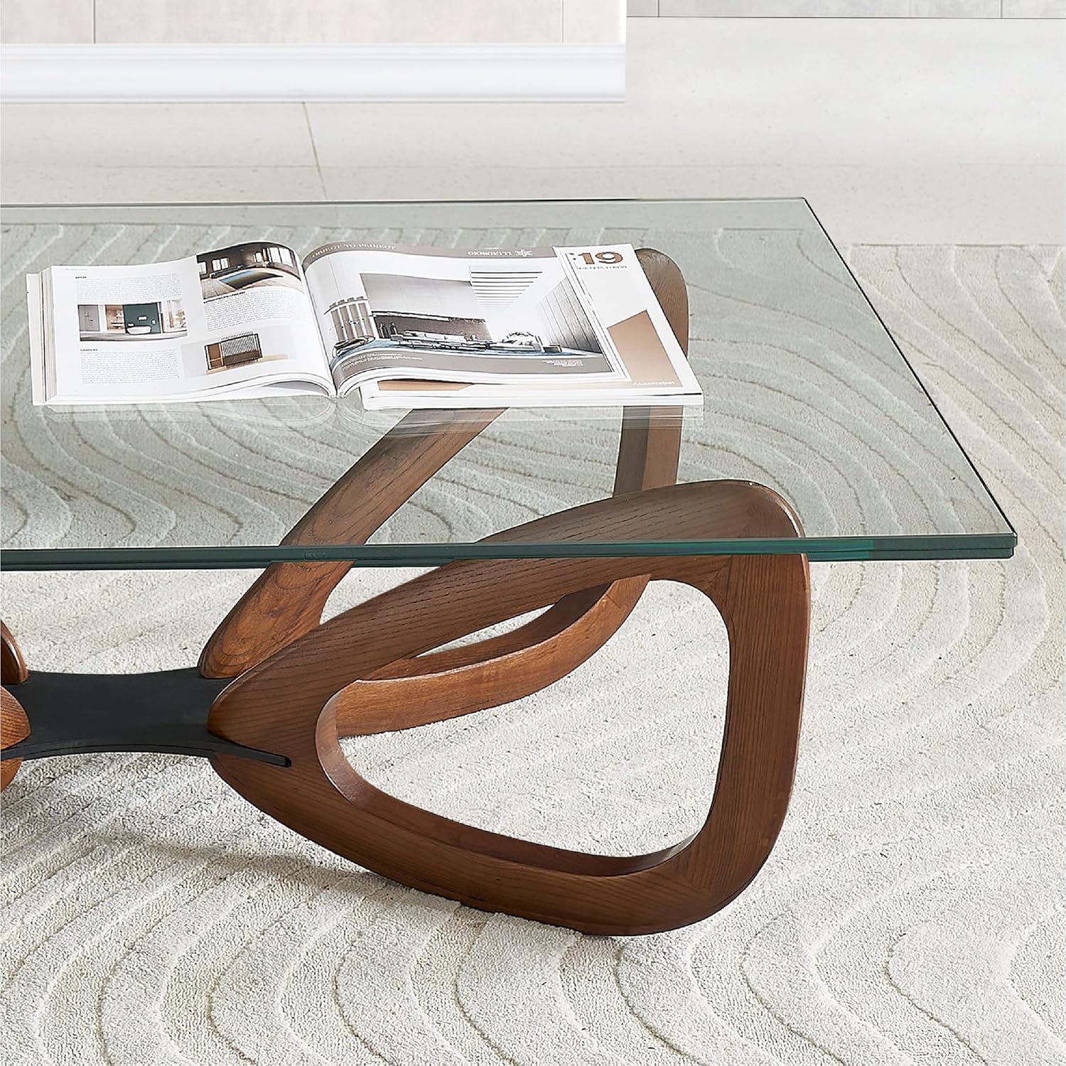 Marco Furniture Gucci Round Glass Coffee Table Walnut