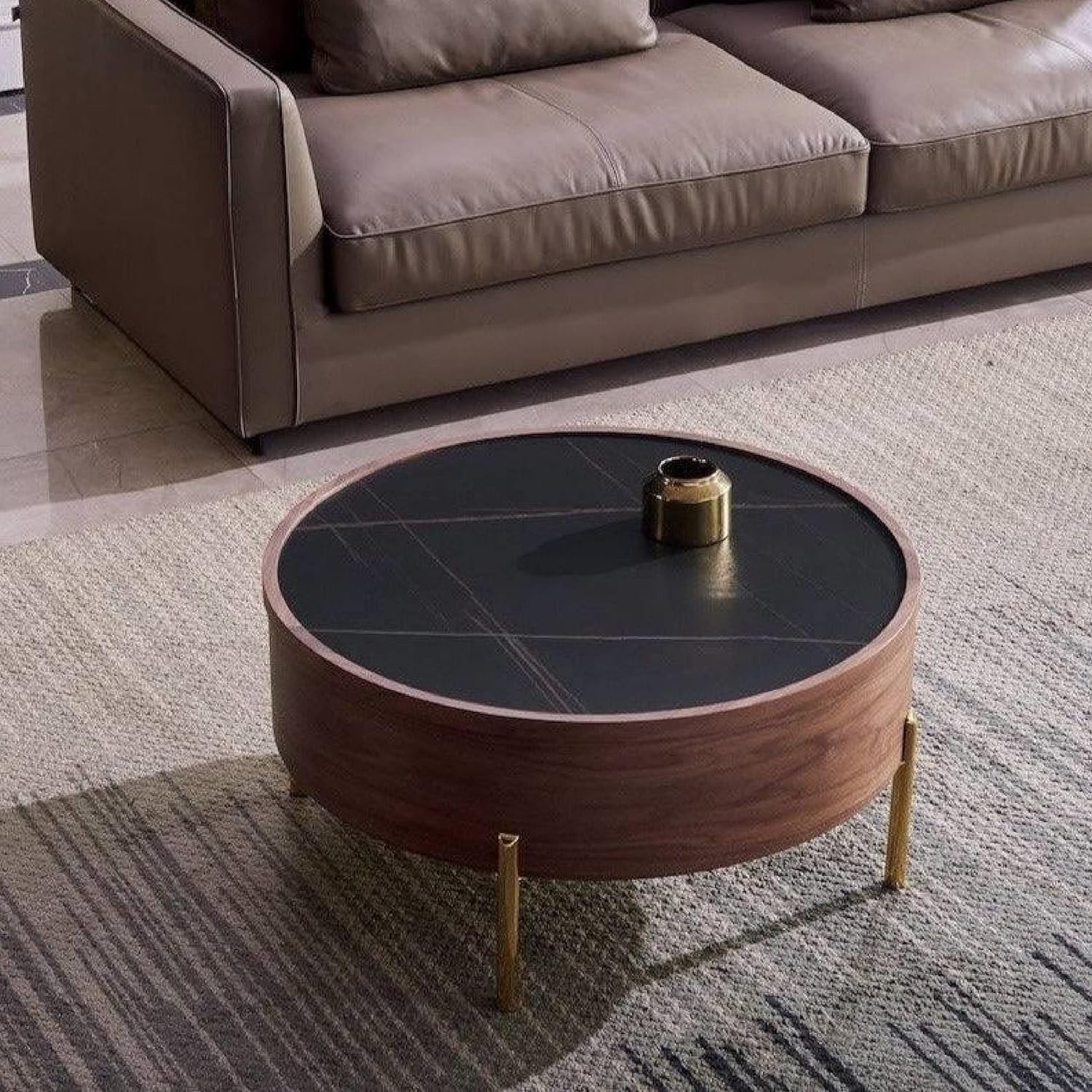 White Round Smart Coffee Table 80cm