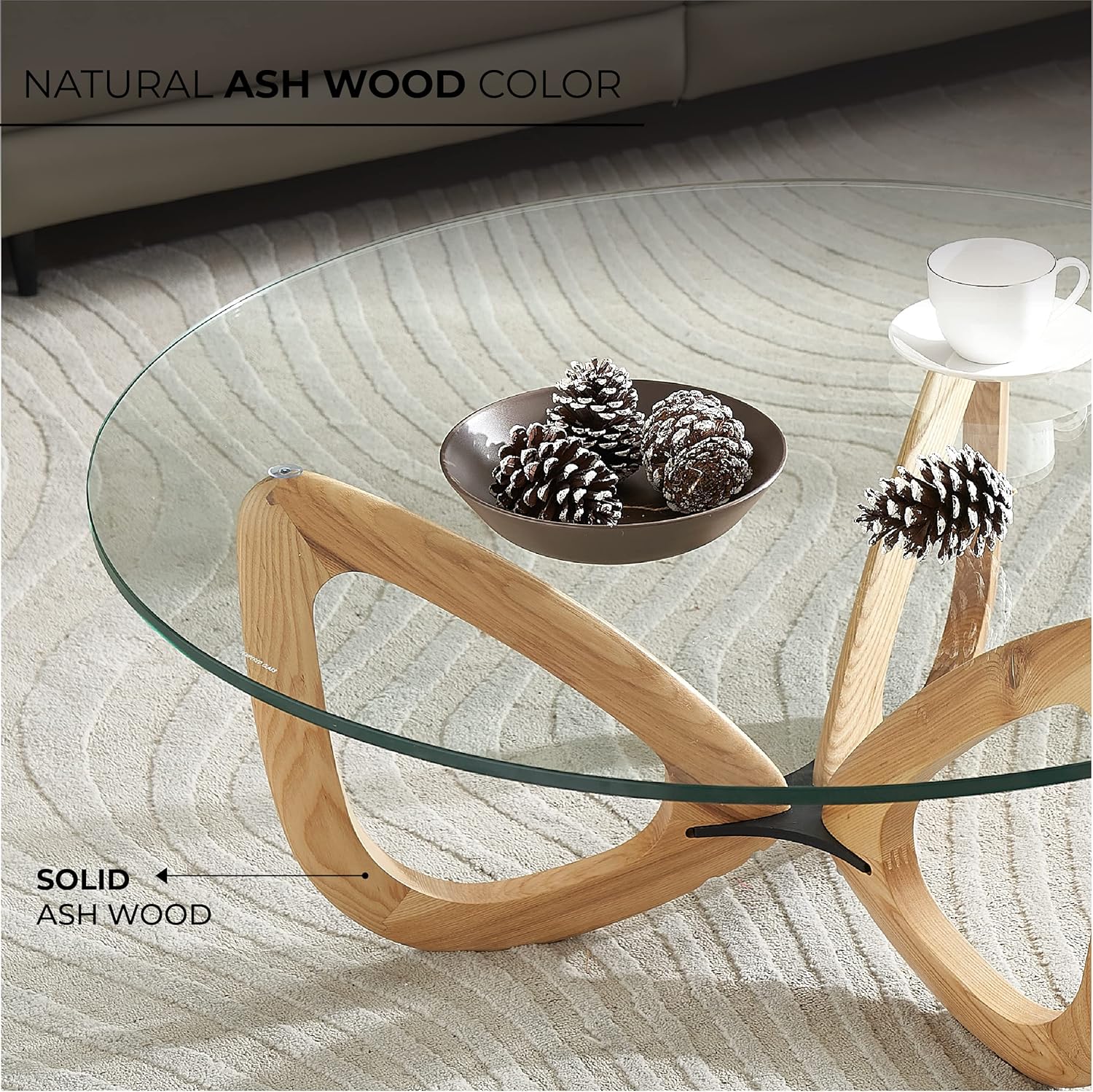 Marco Furniture Gucci Round Glass Coffee Table Walnut