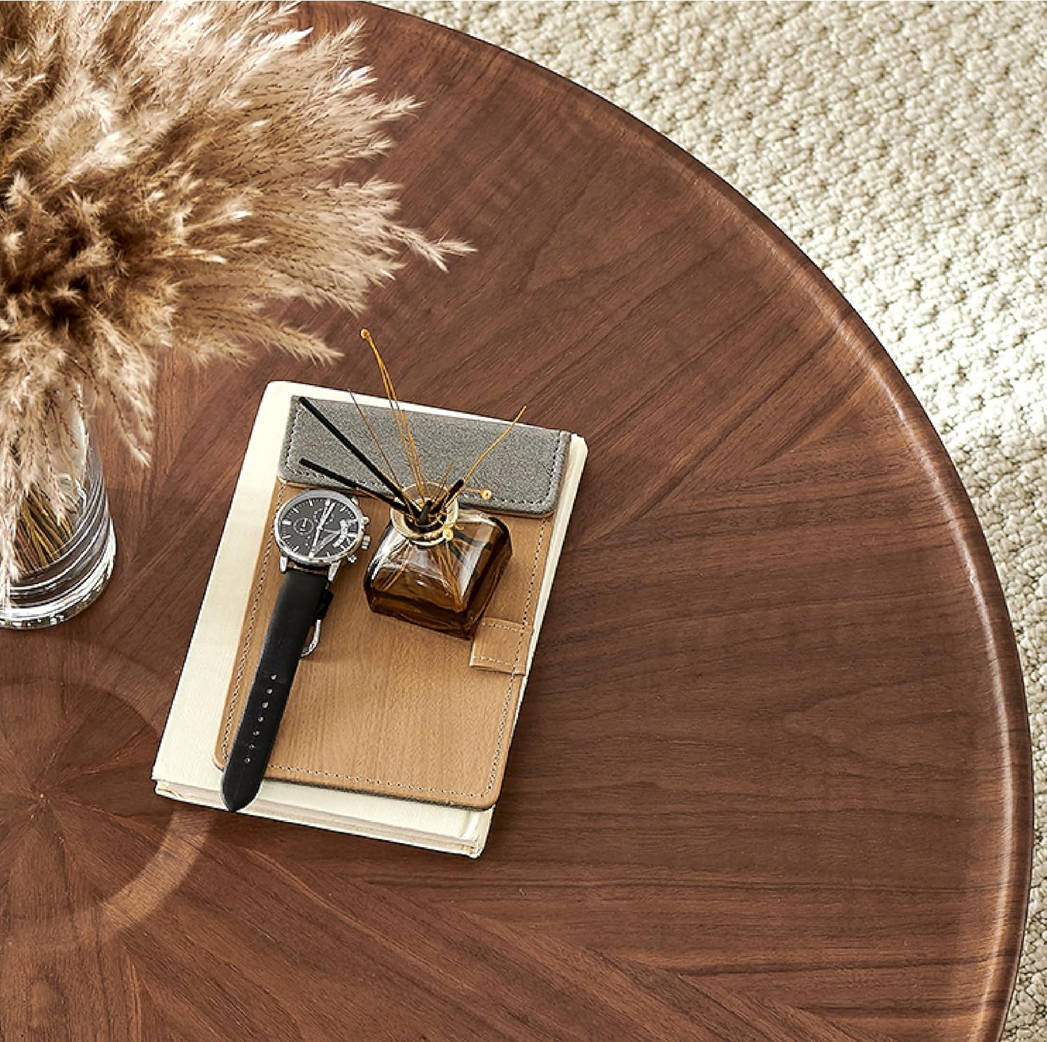 Round Walnut Coffee Table 100cm