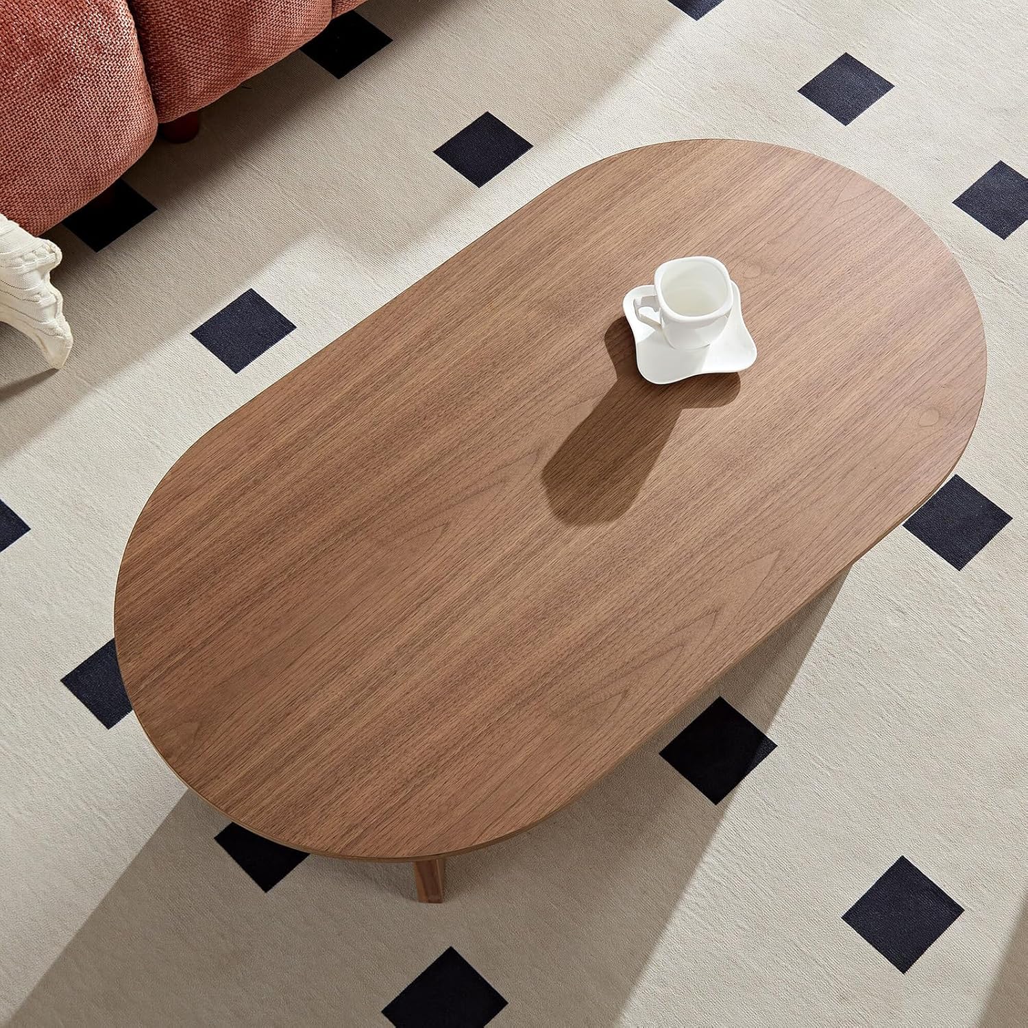 Modern Oval MDF Coffee Table Walnut 100 cm