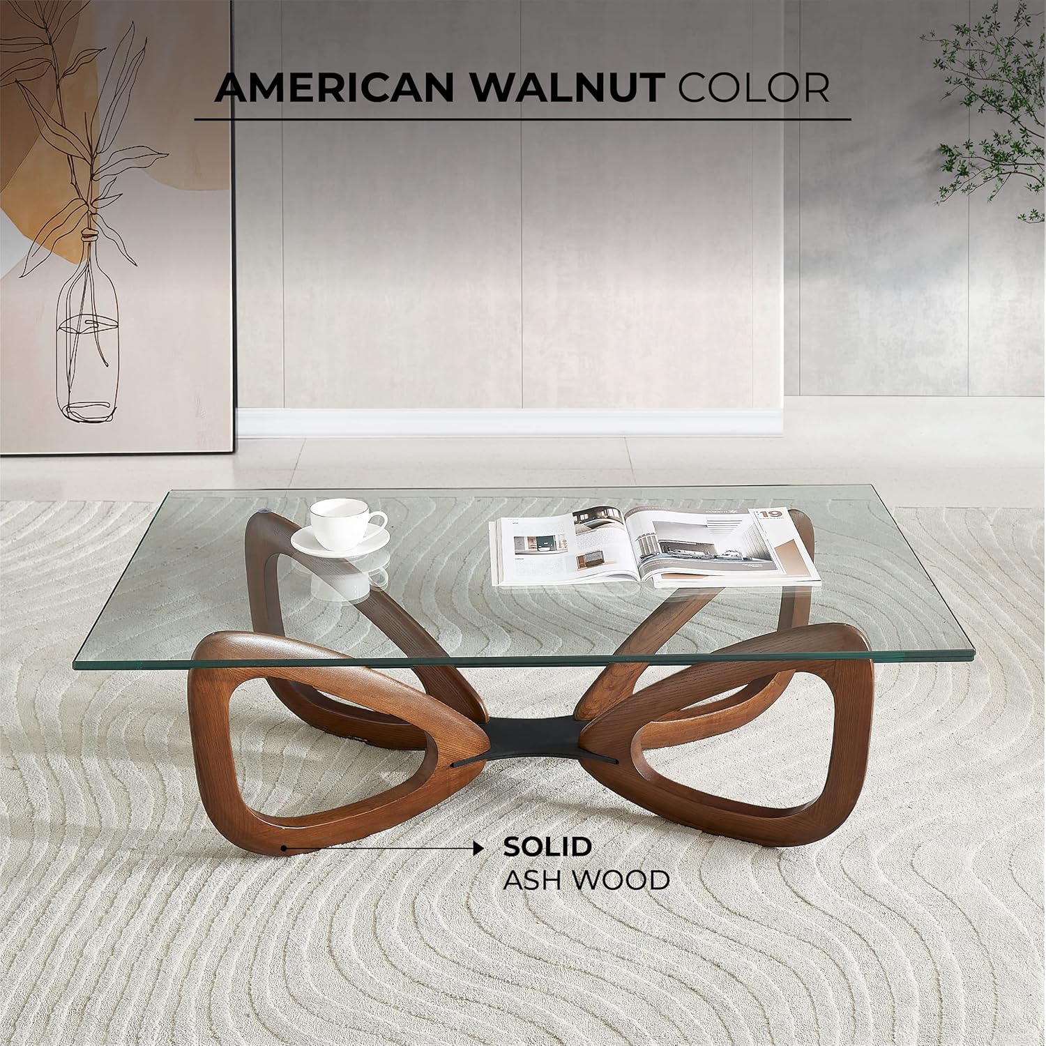 Marco Furniture Gucci Round Glass Coffee Table Walnut