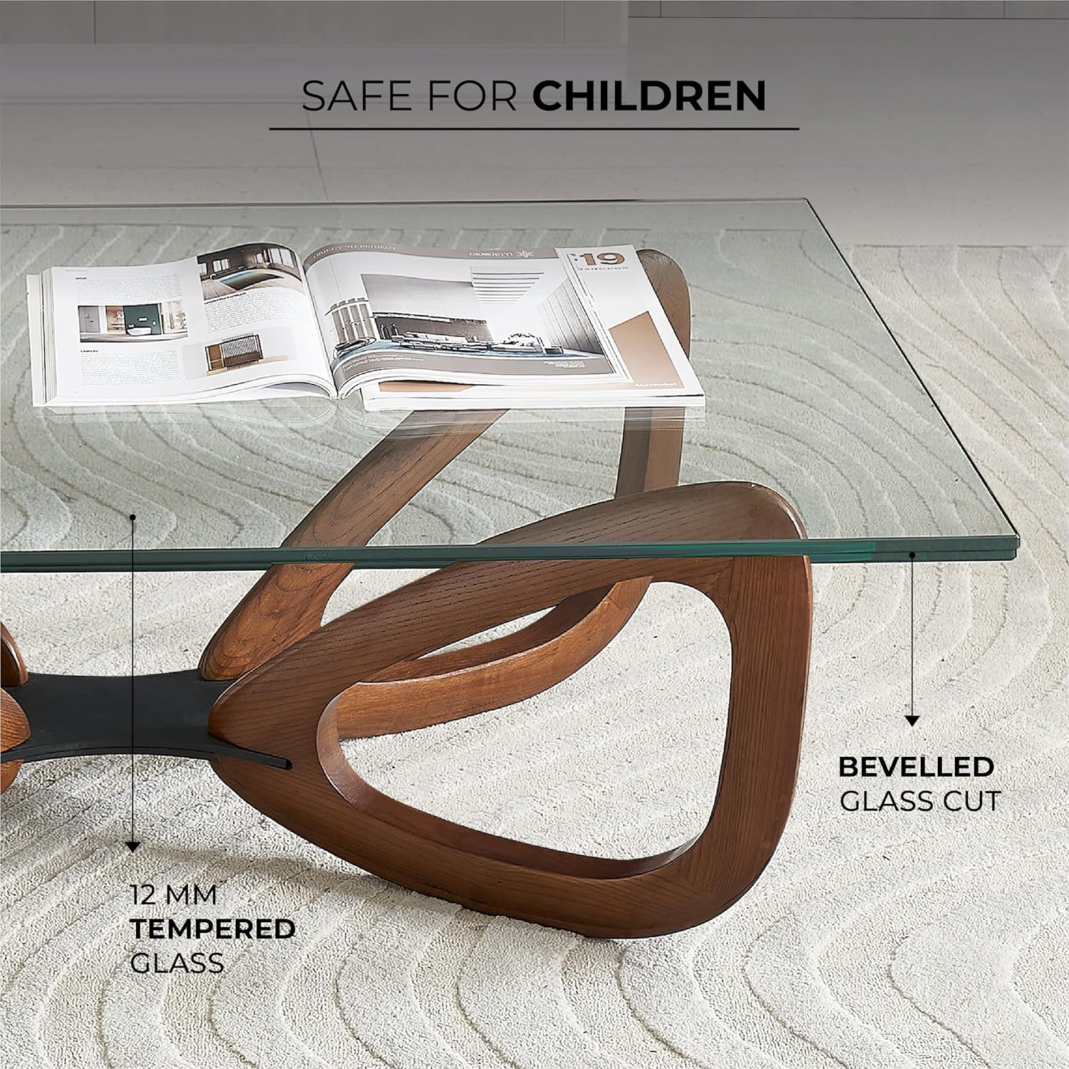 Marco Furniture Gucci Round Glass Coffee Table Walnut