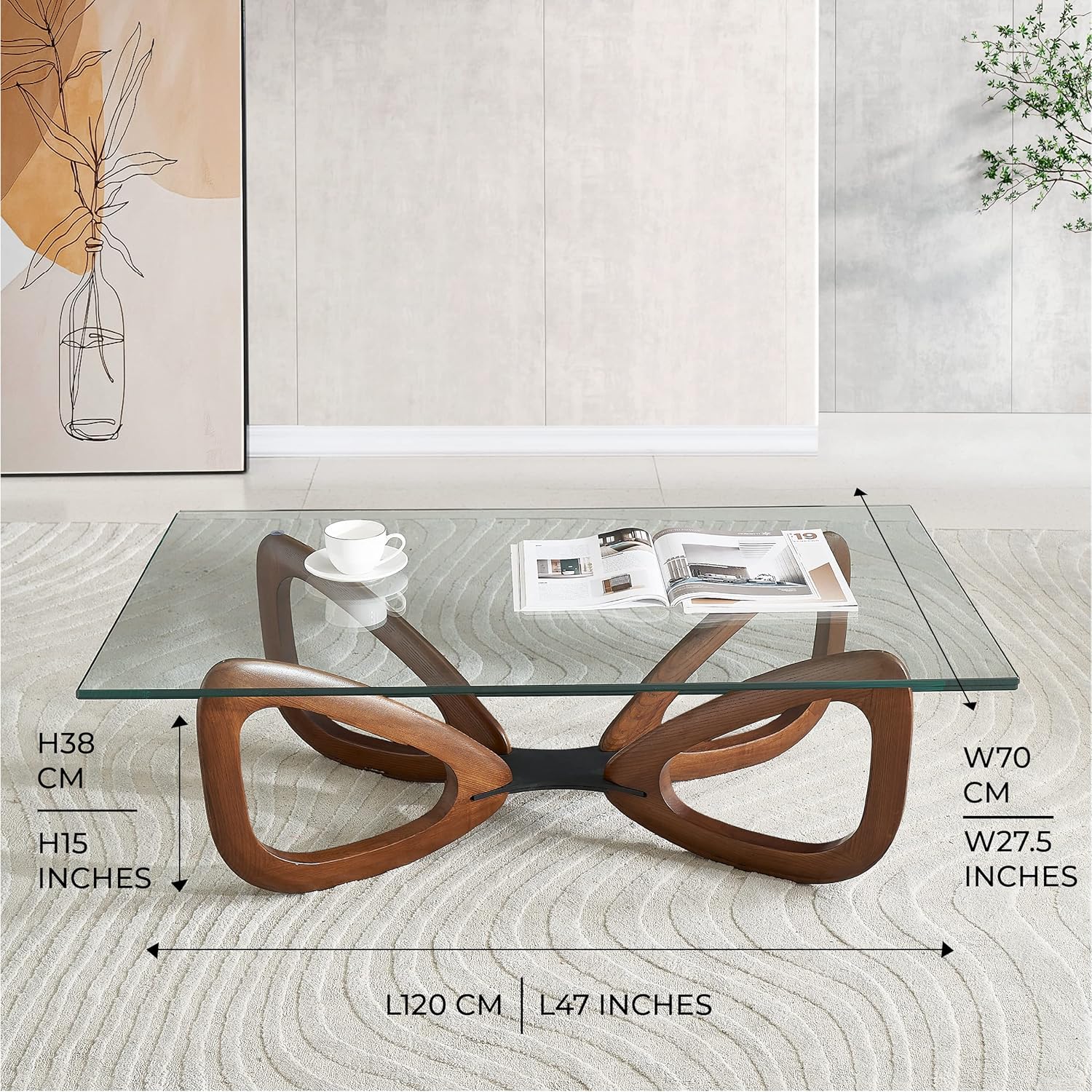 Marco Furniture Gucci Round Glass Coffee Table Walnut